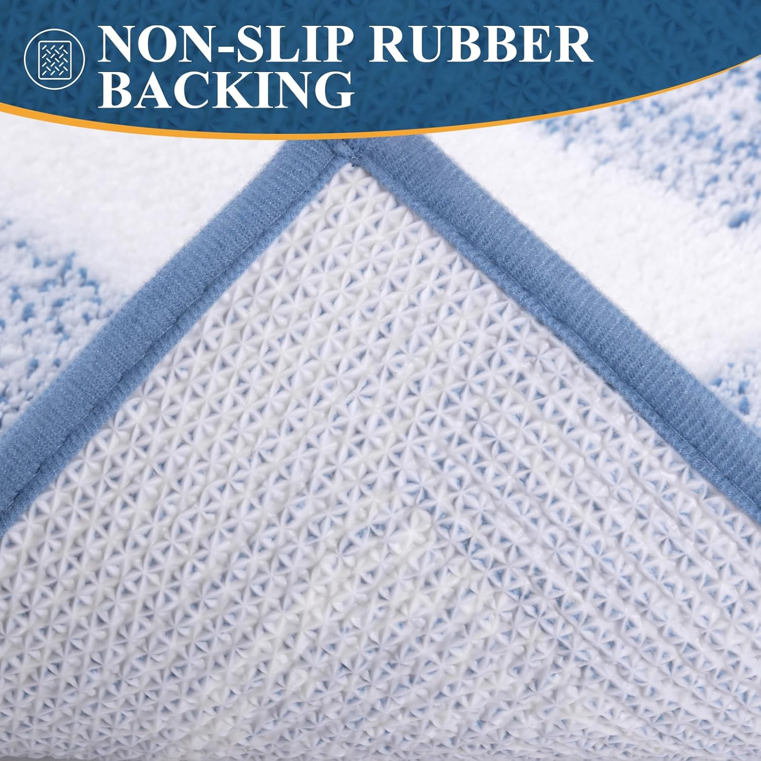 Bsmathom Bathroom Rug Set 3 Piece, Non-Slip Plush Shaggy Bath Mat, Soft and Absorbent Microfiber Bath Rugs for Bathroom, Tub and Shower Machine Washable,Blue image number 4