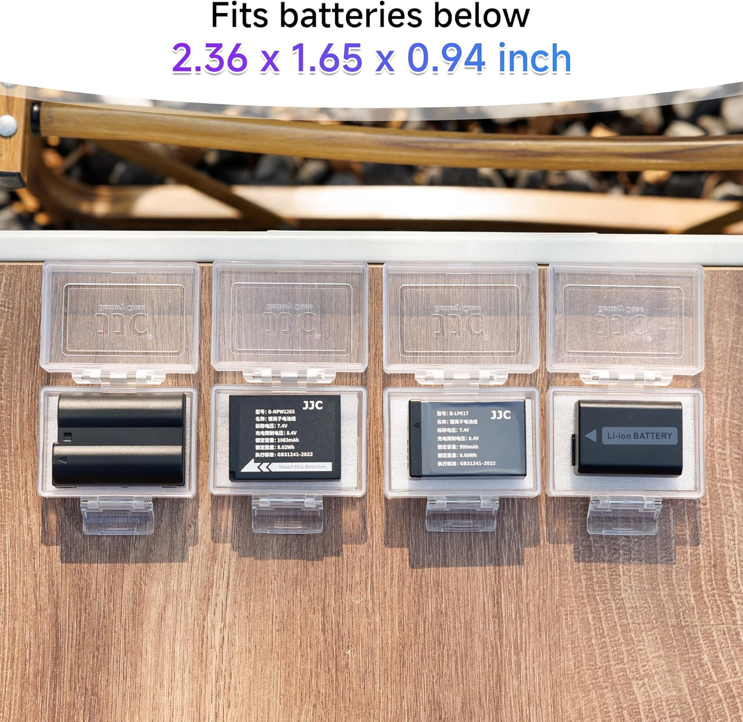 JJC Camera Battery Case Holder Box for Canon LP-E17 LP-E10 LP-E6 Lp-E6N,Nikon En-El15A En-El14,Fujifilm NP-W126 Np-W126S,Sony NP-FW50 NP-FW100 and More Camera Battery Pack below 2.36" X 1.65" X 0.94" image number 3