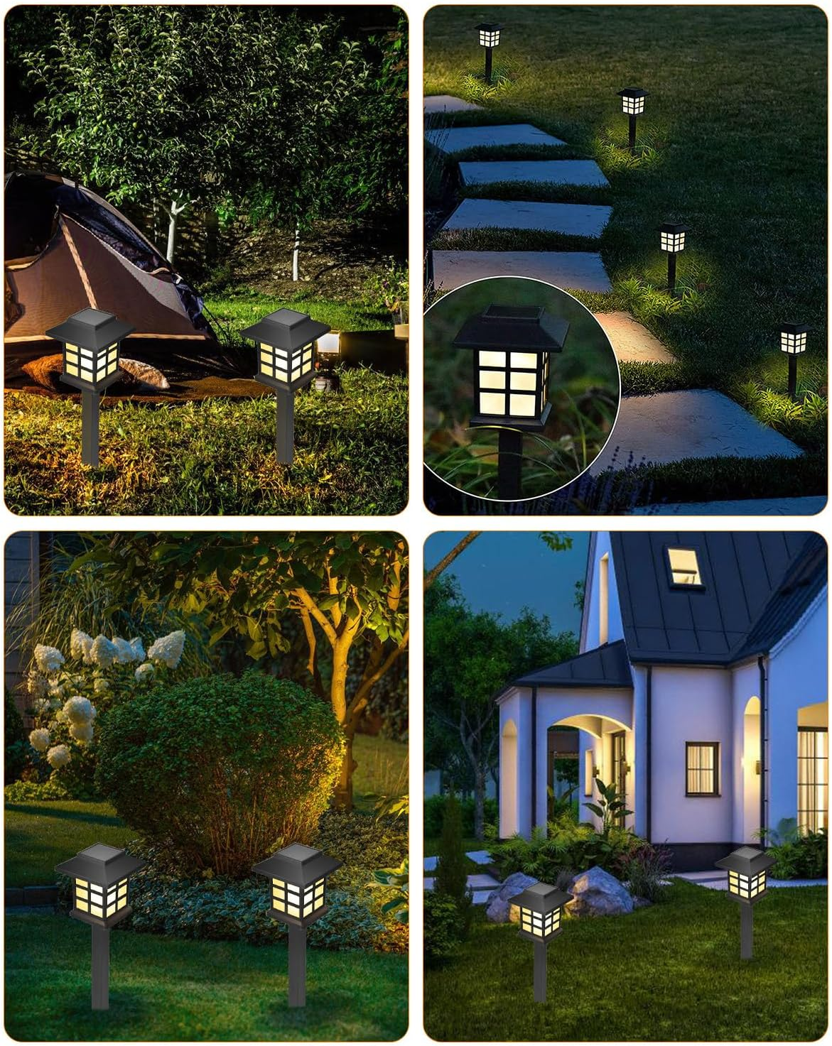 HGNN Solar Lights Outdoor Waterproof, 2 Pack Solar Powered House-Shape Lights, LED Decorative Night Lights for Yard Garden Pathway Lawn Landscape Patio image number 4
