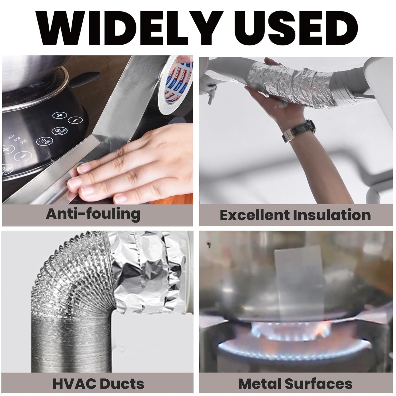 ADHES Aluminum Foil Tape 100Mm X 64M, Heat Reflective Tape 4" X 210Feet Metal Duct Tape Heat Resistant Tape Insulation Heat Shield for Insulation, Dryer Vent, Ductwork, HVAC, Air Ducts, Exhaust Hose image number 2
