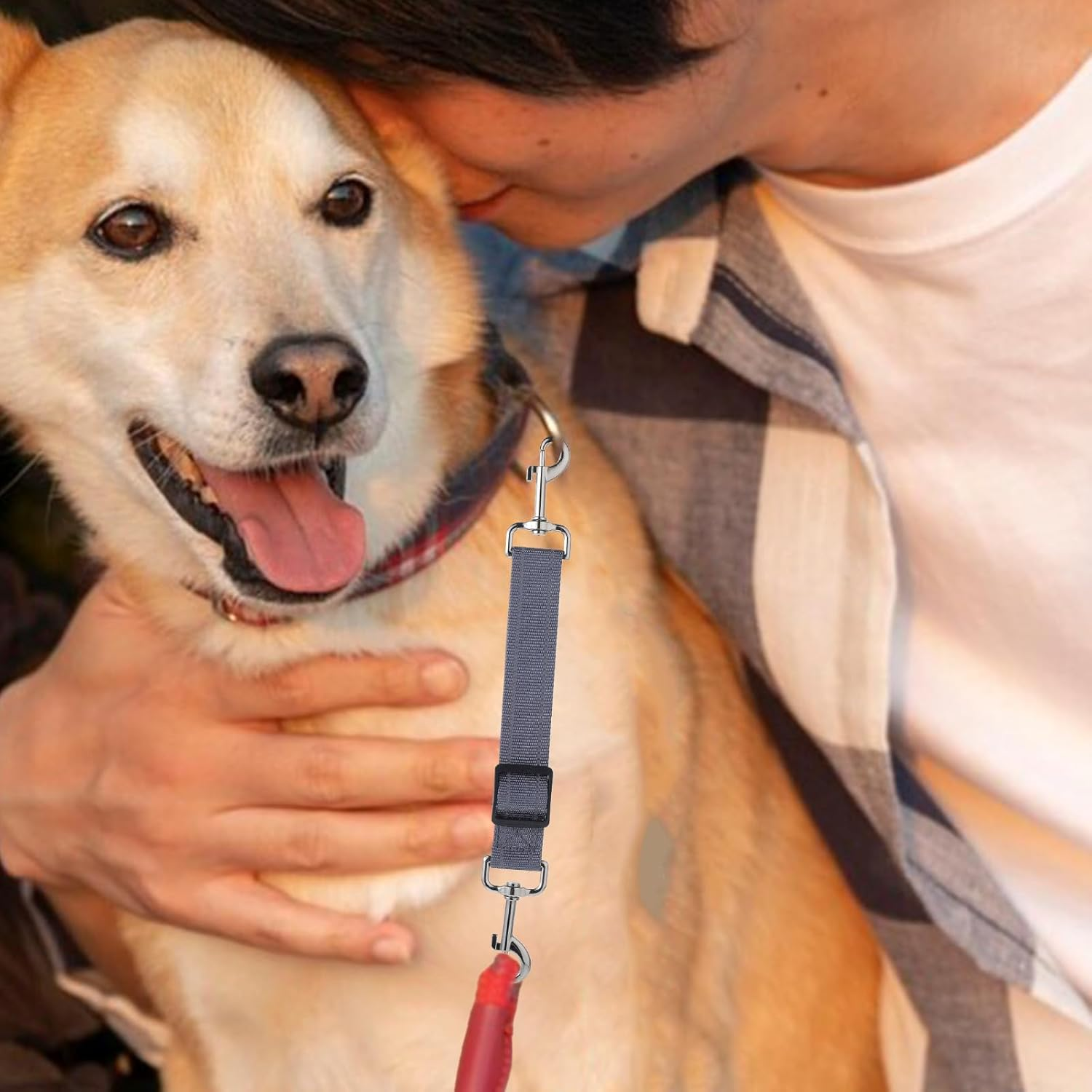 Qianyu 2 Pack Dog Safety Collar Clips Adjustable Collar Backup Clasp Leash Connector Reflective Ylon Double Ended Clasp Leash Clips for Pet Dog Puppies Harness Collar Companion Safety Clip image number 2