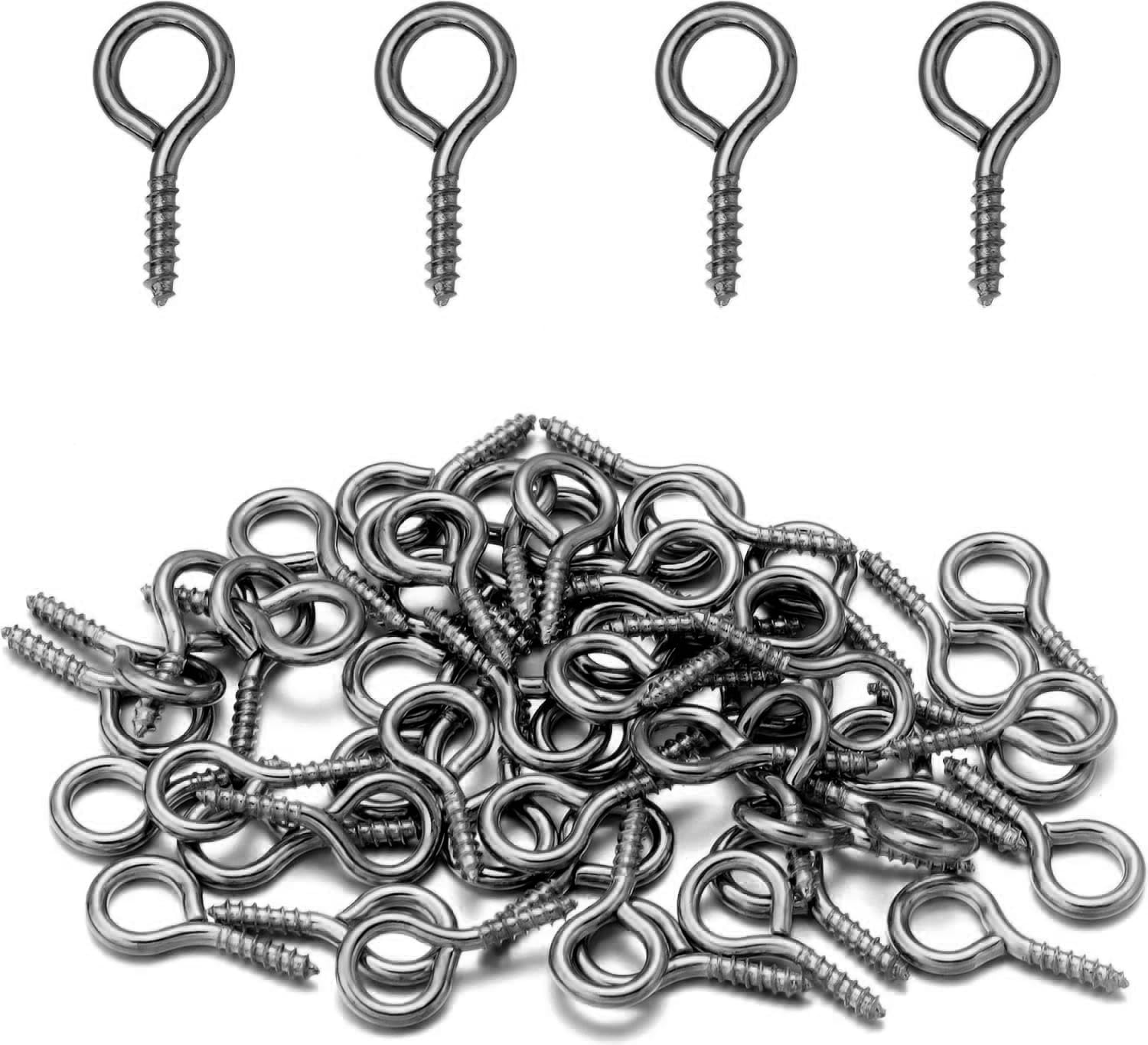 200 Pcs Metal Screw Eye Pins Hooks 7X14Mm Heavy Duty Screw Eye Pins for DIY Jewelry Making Rhodium Plated Eye Bolt Arts & Crafts Project