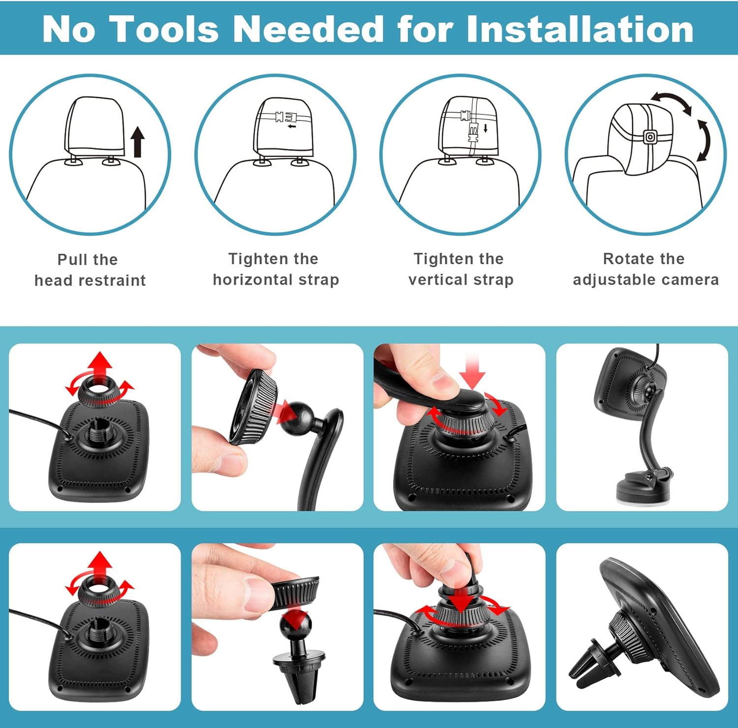 1080P Baby Car Mirror, Shybaby 4.3'' Baby Car Camera Monitor 170&deg; Wide View, HD Night Vision Function and Reusable BM-802BCM BM-802BCM image number 4