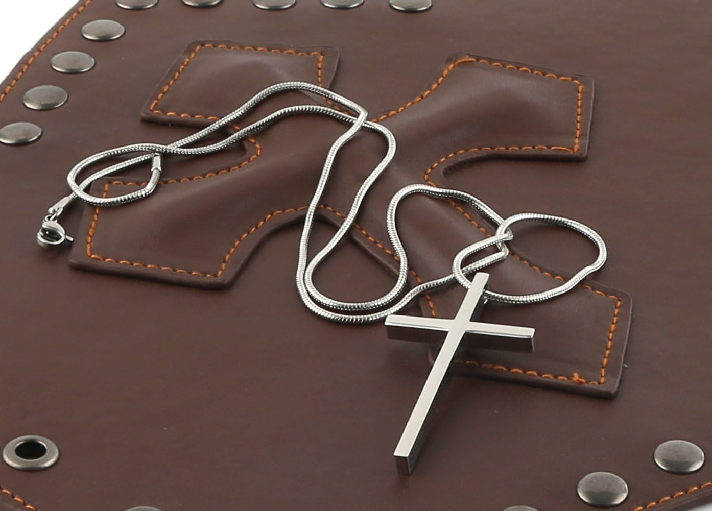 HZMAN Philippians 4:13 Cross Pendant STRENGTH Bible Verse Stainless Steel Necklace - Black image number 4