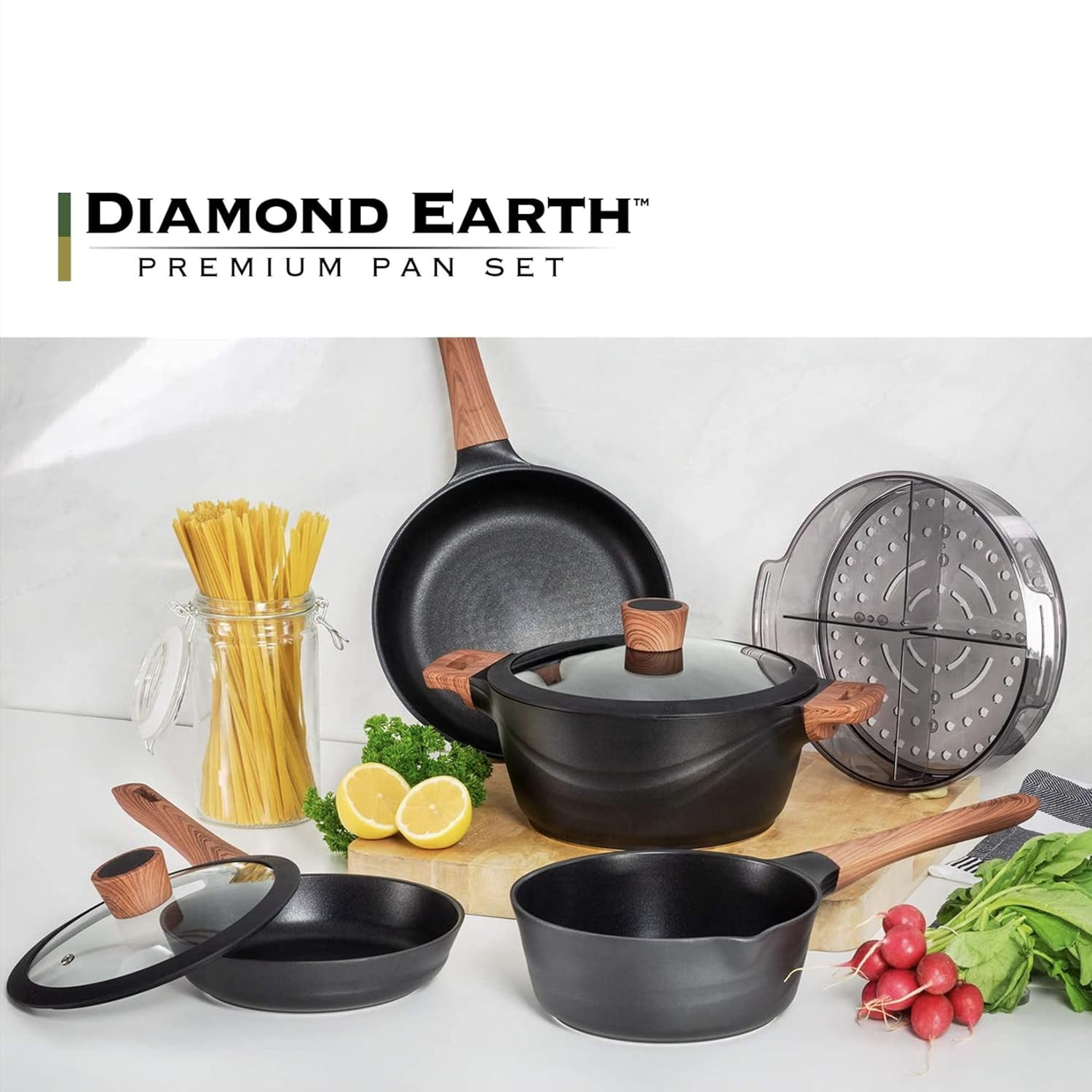 Kleva Range Diamond Earth Premium Non-Stick 7Pc Cookware Set