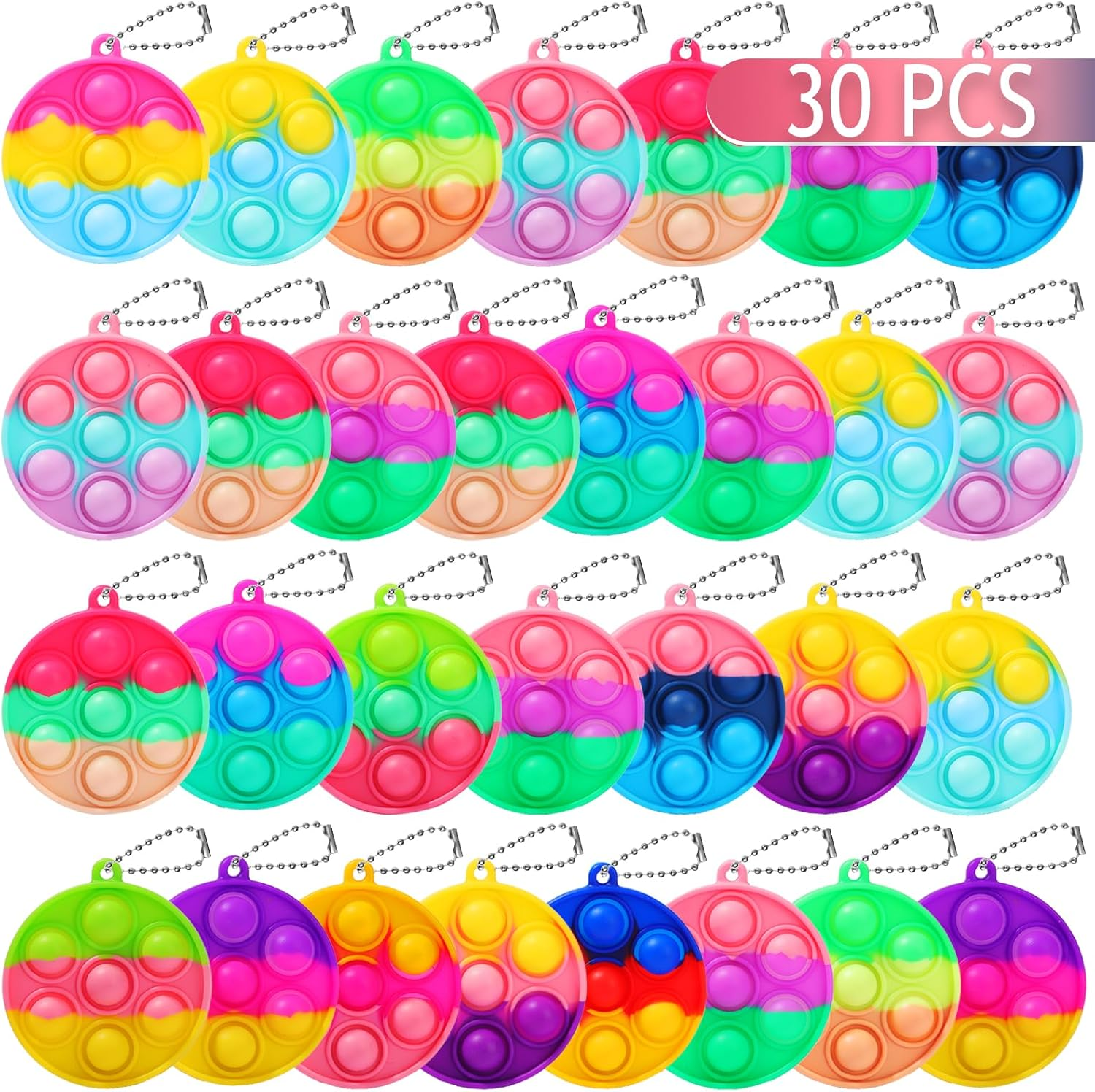 30PCS Bulk Fidget Toys, Party Favors for Kids, Birthday Party Toys, Small Classroom Prizes Box Fidgets Toys for Kids Toddlers Adult, Goodie Bag Stuffers, Treasure Chest, Bubbles Poppers,Relieve Stress image number 6