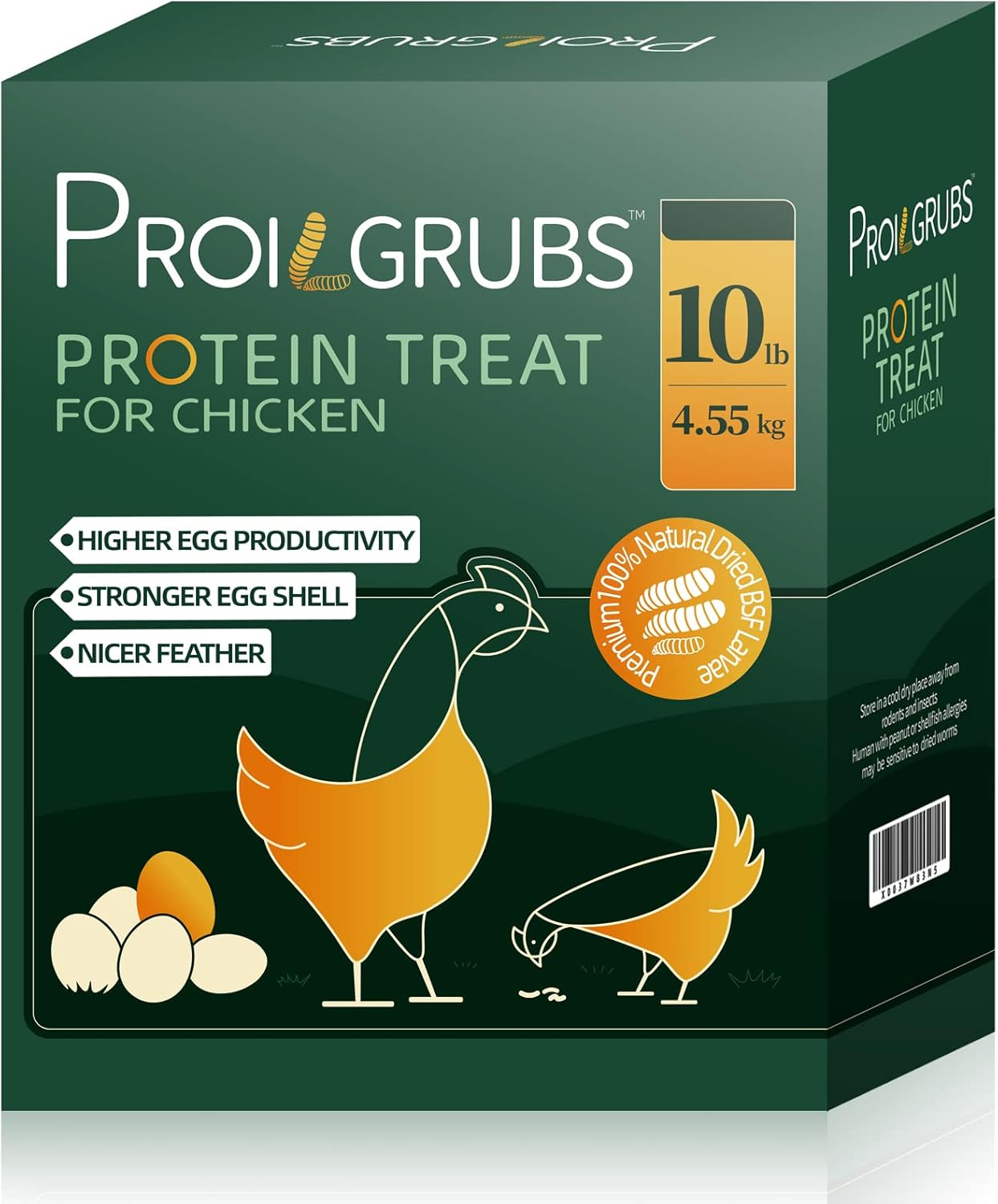 PROILGRUBS 10 LBS All Natural Dried Black Soldier Fly Larvae Treats- Non-Gmo-Dried Grubs for Chickens - High Protein Meal Worms for Chickens, Hens, Birds image number 6