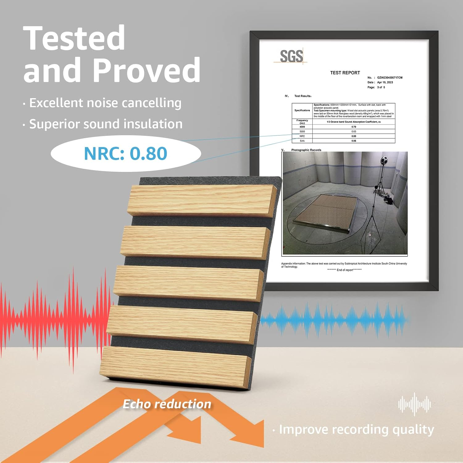 Art3D 2-Pack Wood Slat Acoustic Panels for Wall & Ceiling, Wood-Laminate Soundproof Wall Panel for TV Wall Background, Living Room, Accent Wall, Kitchen Island, Office - 120 X 60 CM, Oak - Matte Black image number 3