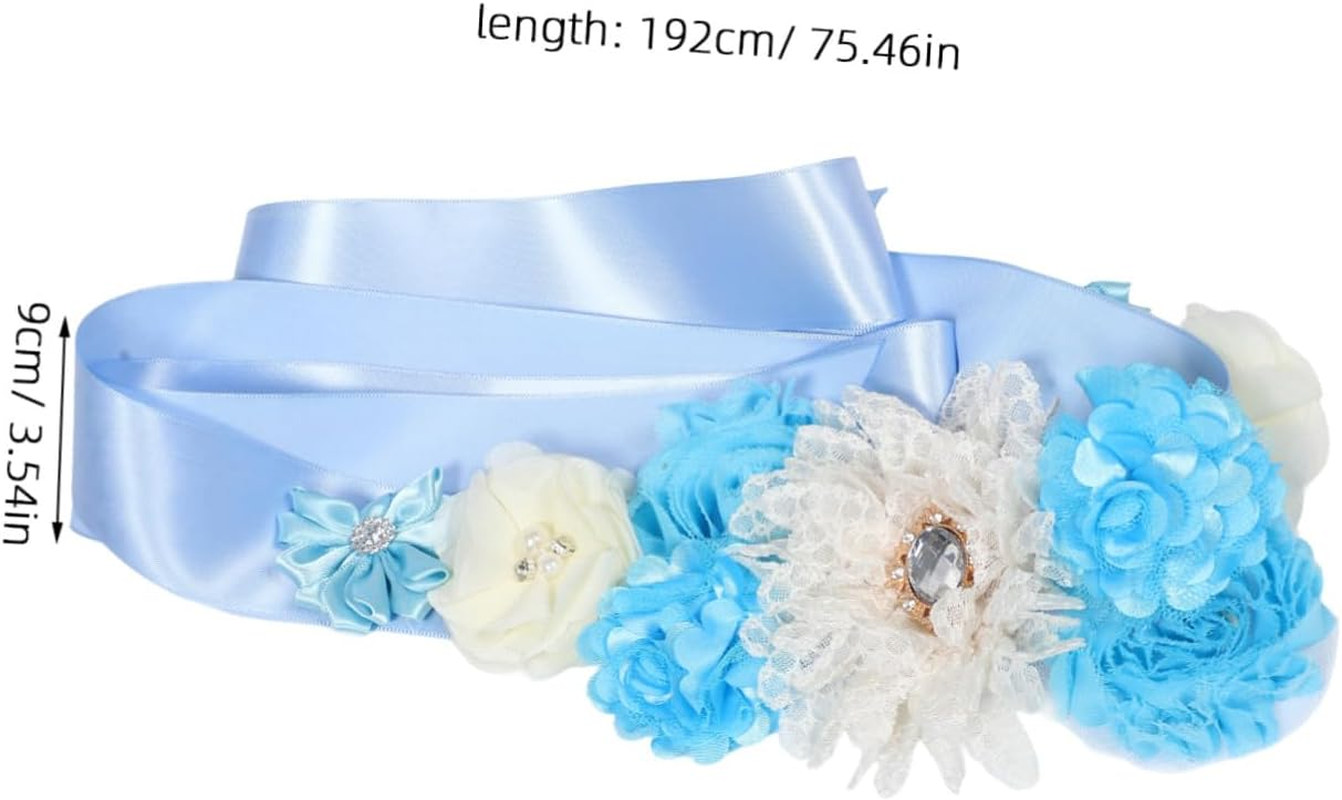 Abaodam 2Pcs Elegant Maternity Sash Belt Flowers Rhinestones for Shower Celebrations Keepsake for Expecting Mothers for Gender Reveal Events image number 6