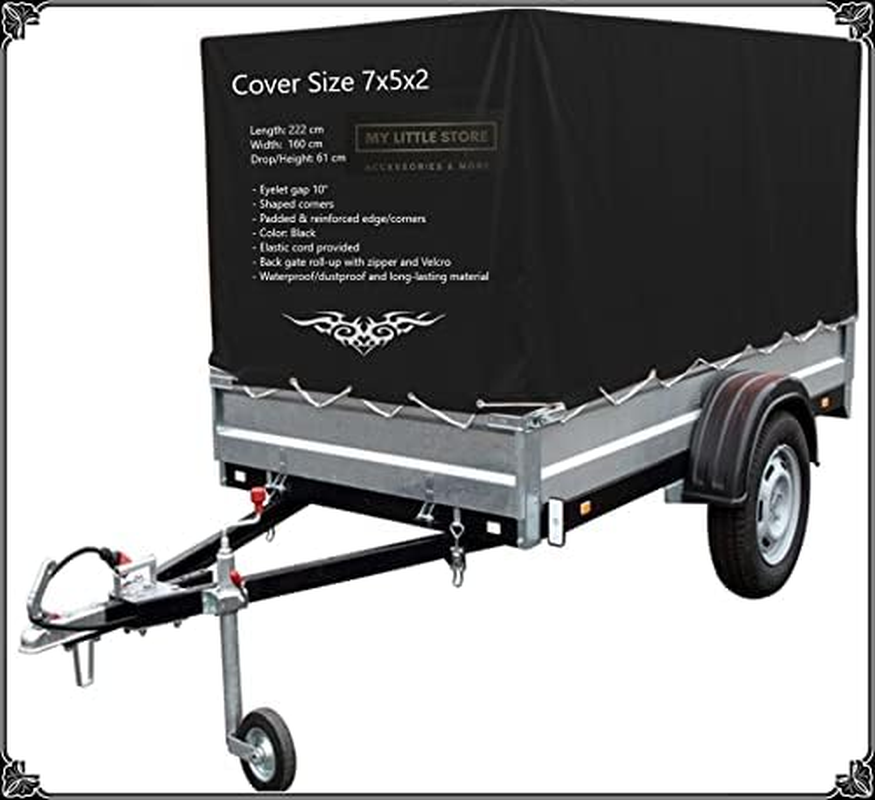 Box Trailer Cover 7X5X2 - Heavy Duty Universal Tonneau Cover Fit to Cage Size 7X5X2 image number 5