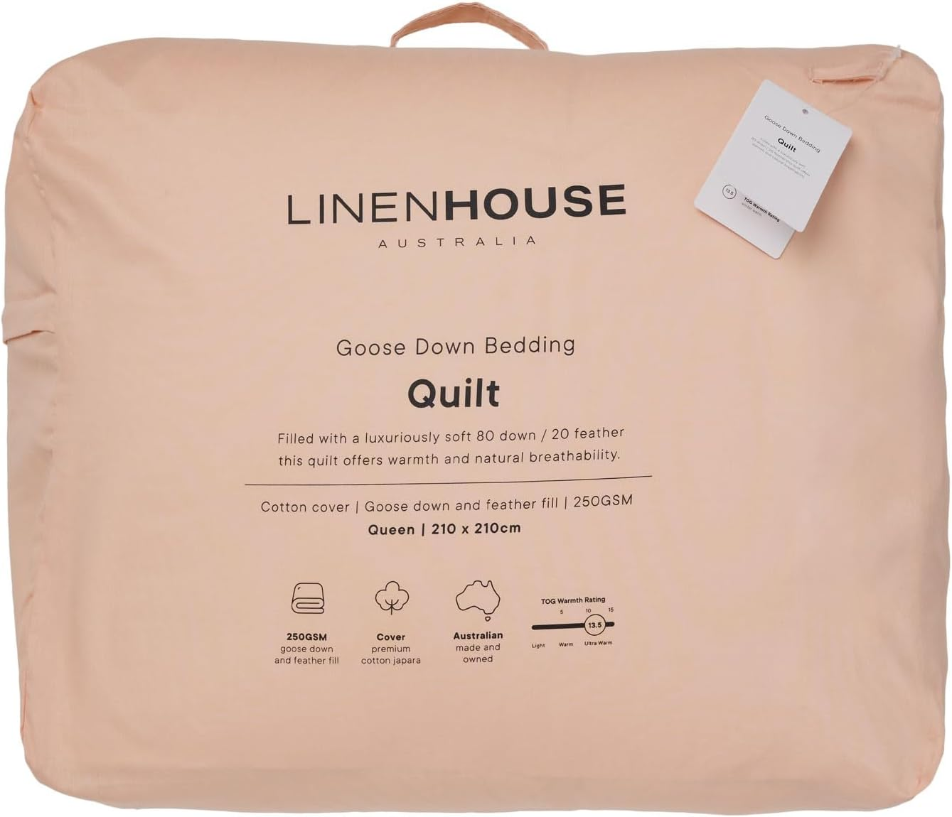 Linen House 80 Goose Down/20 Feather down Quilt, 1400 G, King Bed image number 2