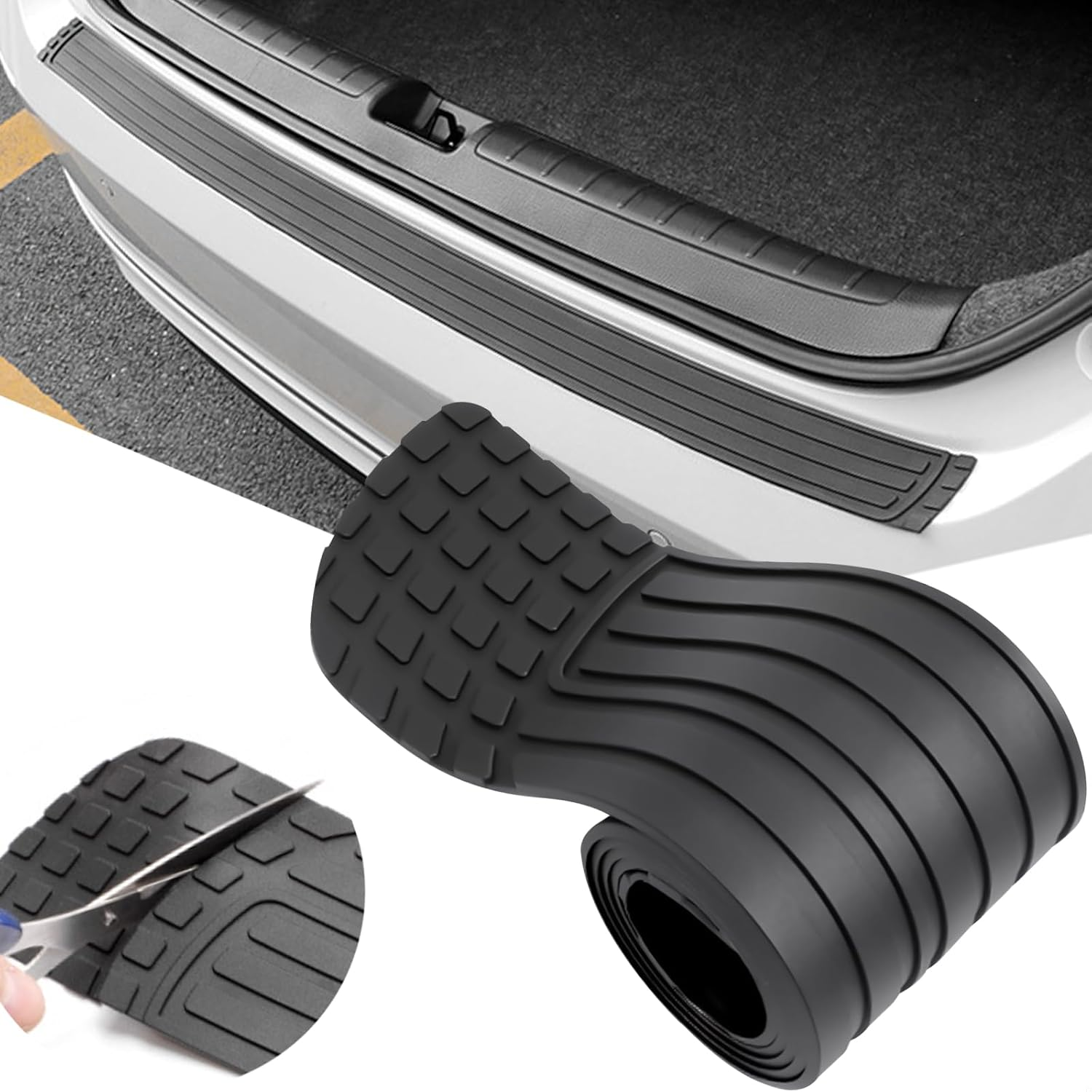 Car Rear Bumper Protector, 41 X 3.4 Inch Anti-Scratch Rubber Rear Bumper Guard, Universal Non-Slip Trunk Exterior Accessories for SUV & Trucks, Easy No-Drill Installation, with Wet Wipes image number 5