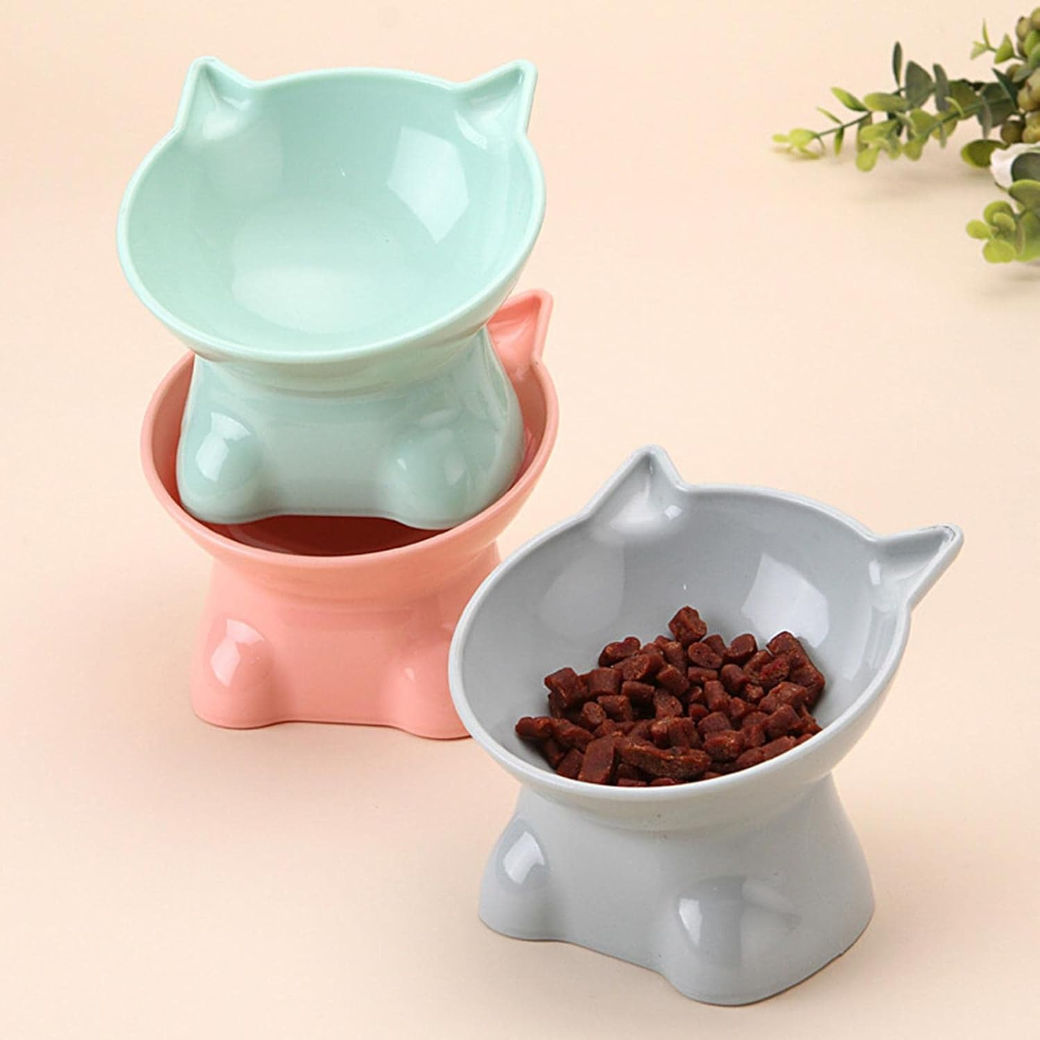 Elevated Cat Bowls | Whisker Friendly 15-Degree Tilt Elevated Cat Food Bowls for Food - 5.31Inch Shallow Raised Cat Dish, Pet Water or Food Feeding Station for Indoor Cats, and Small Dogs, image number 1