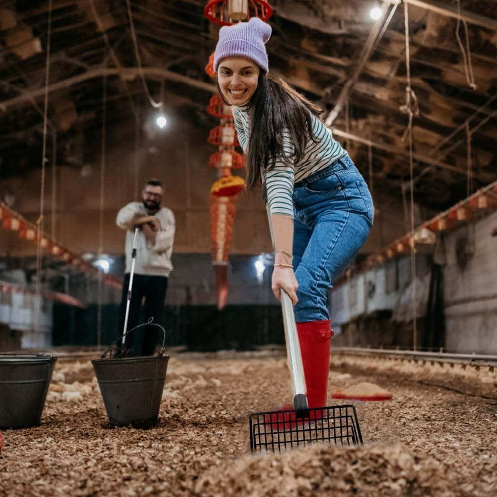 IONPSHG Chicken Poop Scooper 5.9Inch 3 in 1 Stretchable Chicken Poop Scooper Chicken Coop Accessories Sifting Shovel for Chicken Coop Chicken Litter Scoop Supplies Separating Poo and Debris from Sand image number 2