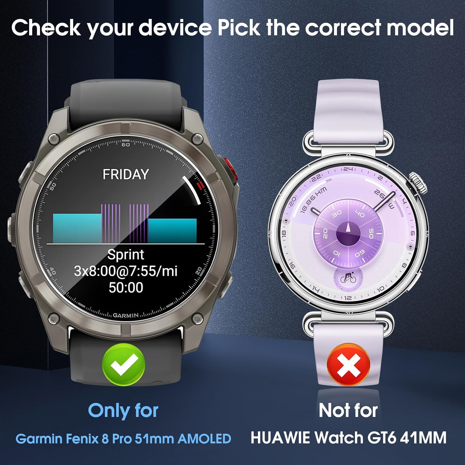 QULLOO Pack of 3 Screen Protectors for Garmin Fenix 8 Pro AMOLED 51 Mm for Tempered Glass, 9H Anti-Scratch Screen Protector, Waterproof Tempered Glass Film, Most Durable Screen Protectors image number 6