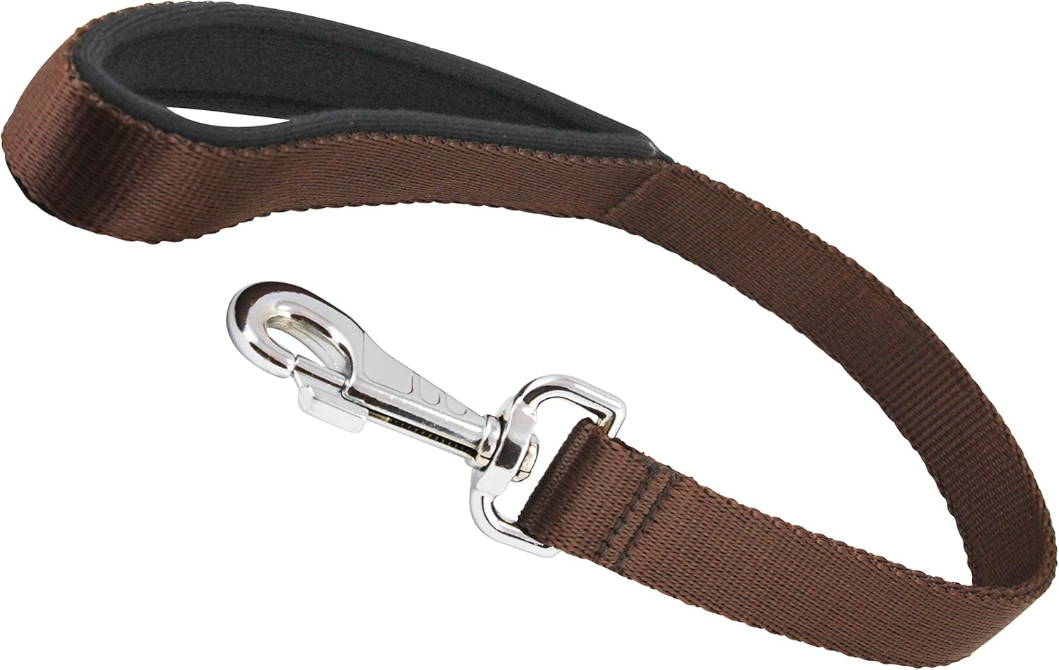 Short Dog Leash Padded Handle Wide Nylon Traffic Lead 22" Long Brown (Xlarge: 1" Wide)