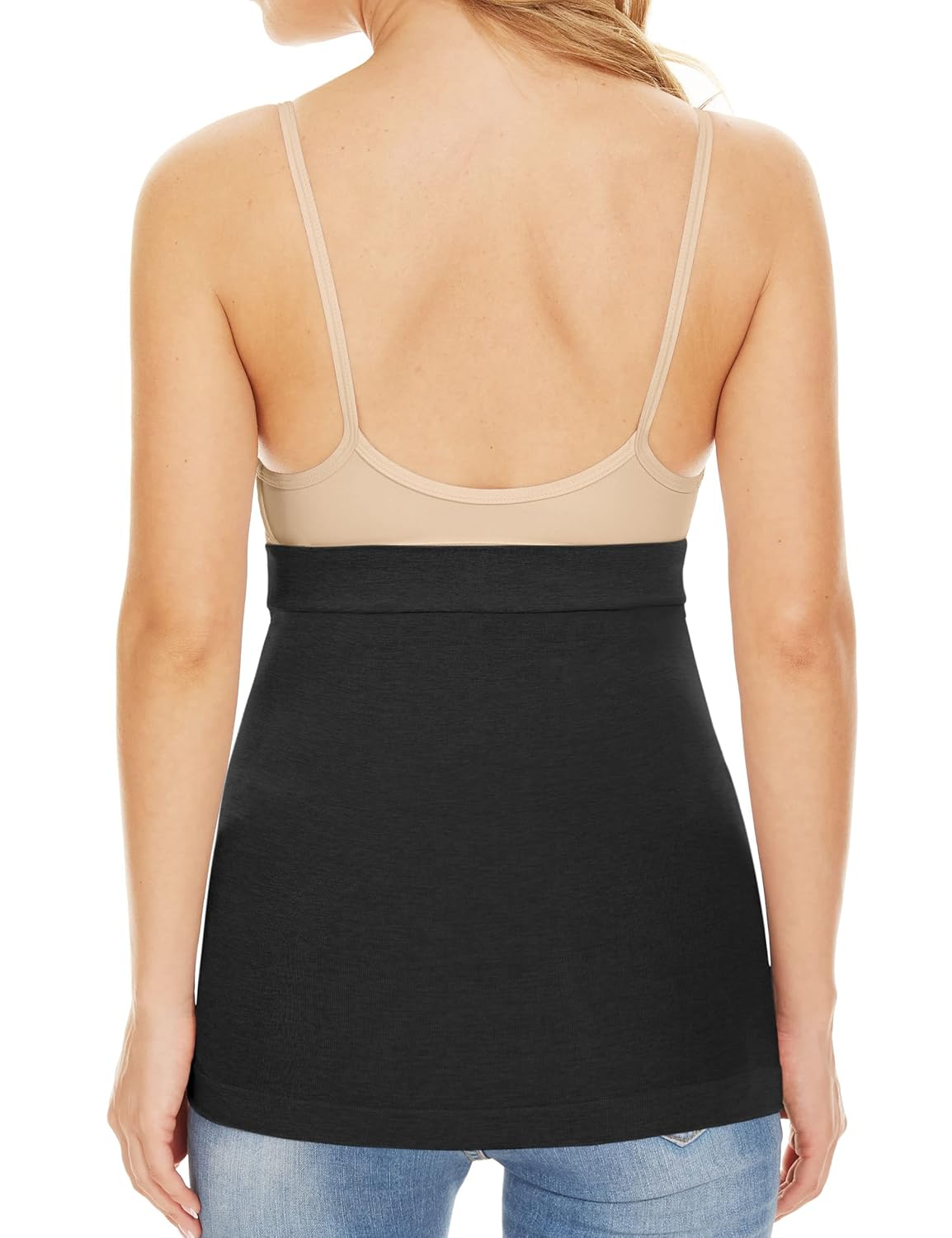 Rheane plus Size Maternity Belly Band, Pregnancy Band for Pants Clothes (Black+Black XXL) image number 3