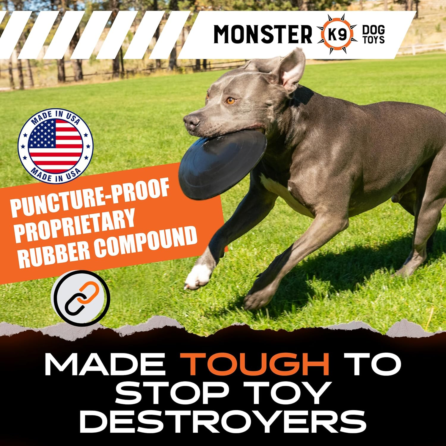 Indestructible Dog Frisbee - Lifetime Guarantee - Tested by Pitbulls, German Shepherds, Other Aggressive Chewers & Large Dogs - Tough Strong Durable Natural Rubber - Safe & Non-Toxic image number 6