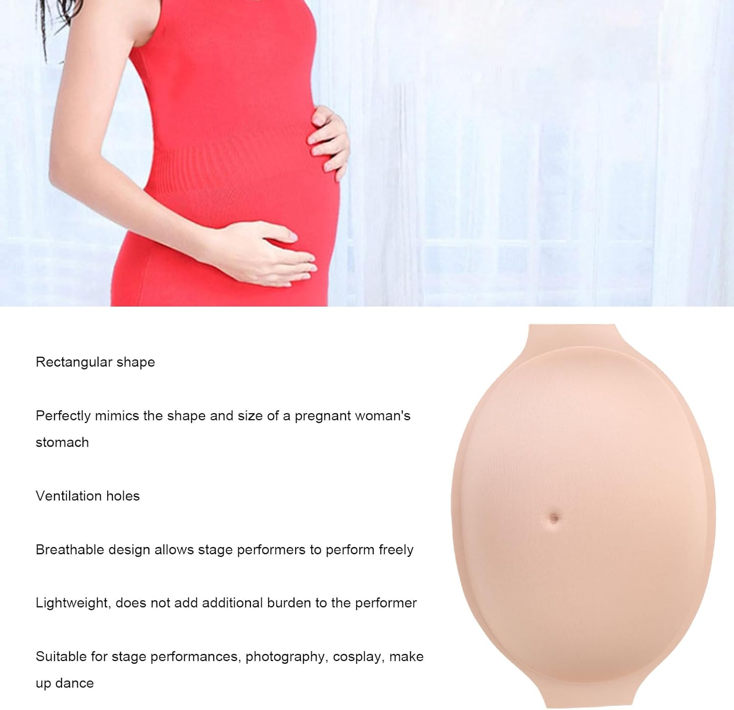 Fake Pregnant Belly, Realistic Fake Pregnancy Belly Fake Belly, Simulation Pregnant Belly Tummy Bump, Breathable Lightweight Artificial Pregnant Tummy for Props Costumes Cosplay image number 2