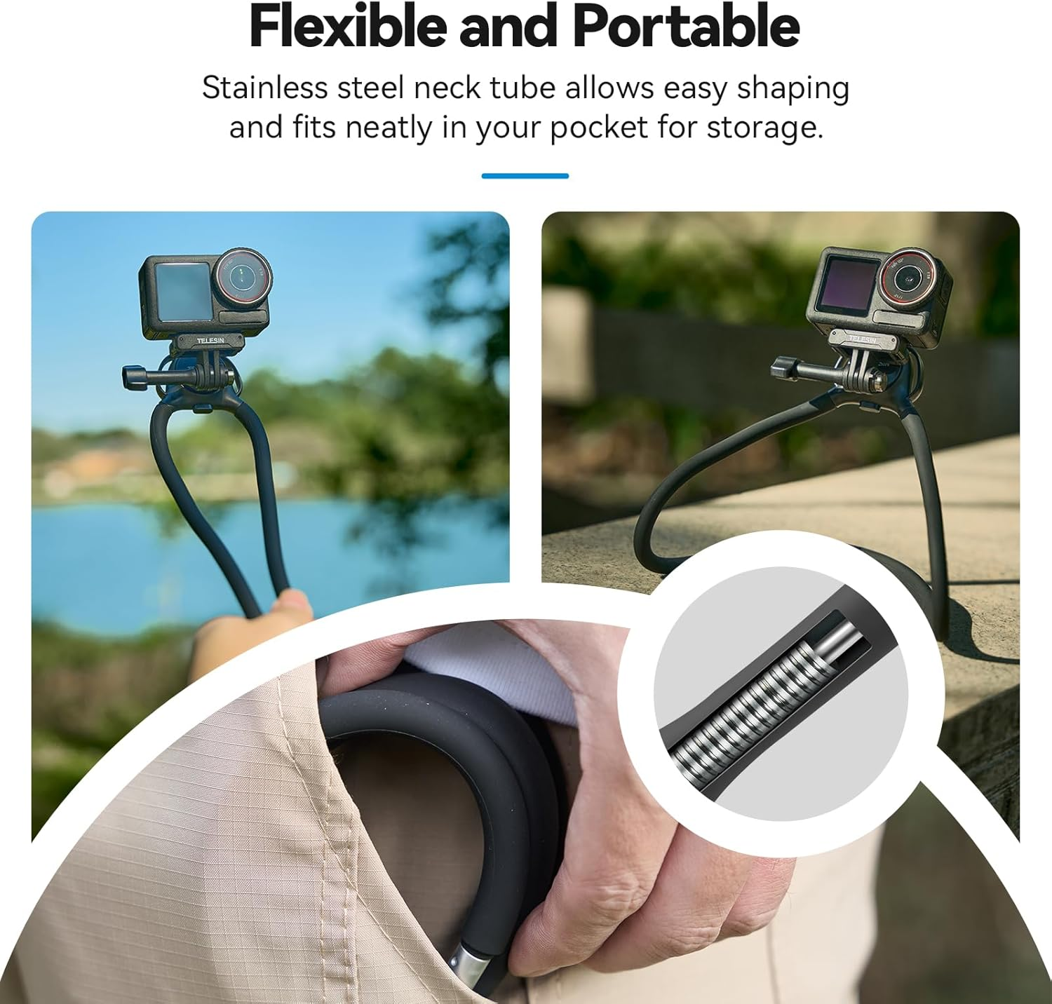 TELESIN Neck Mount SE 2.0 with Air Cushion, Action Camera Chest Strap Hand Free Pov/Vlog Selfie Mount for Go Pro Hero 13-5 Insta360 X3 X4 Ace Pro DJI Action 3 4 5 Pro image number 3