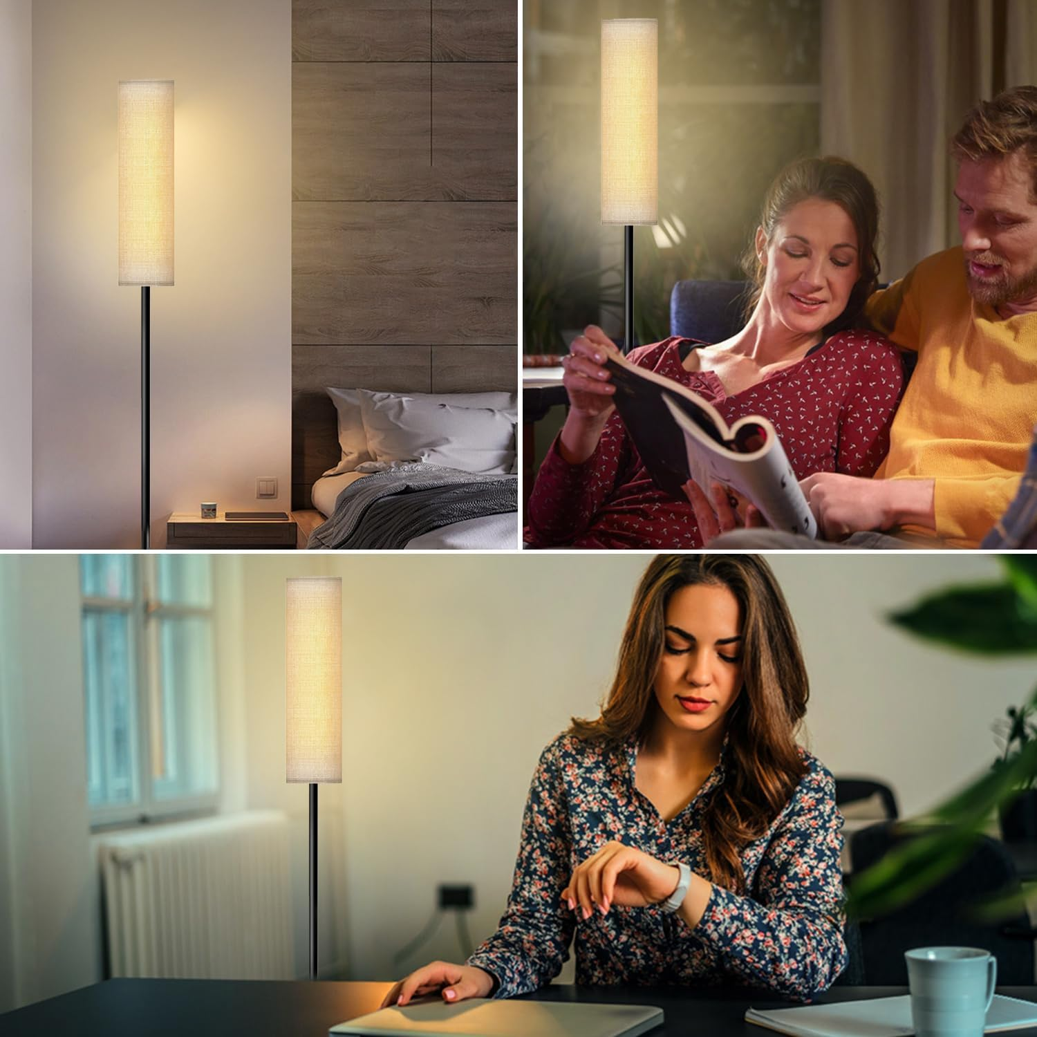 Floor Lamp for Living Room,Modern LED Floor Lamp with Foot Switch & Remote Control and Stepless Dimmable Colors Temperature & Brightness,9W Bulb Included for Living Room,Bedroom, Office image number 6