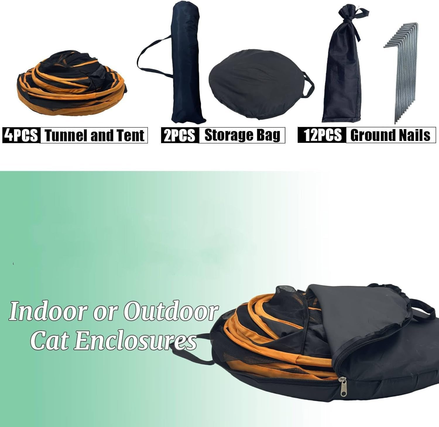 Outdoor Cat Enclosures 4 in 1 Cats Play Tunnels Portable Pop up Mesh Tents for Puppy Cat Small Pet, Cat Tent Playpen for Indoor and Outdoor, Small Animal Compound House Tent Tunnel Cube