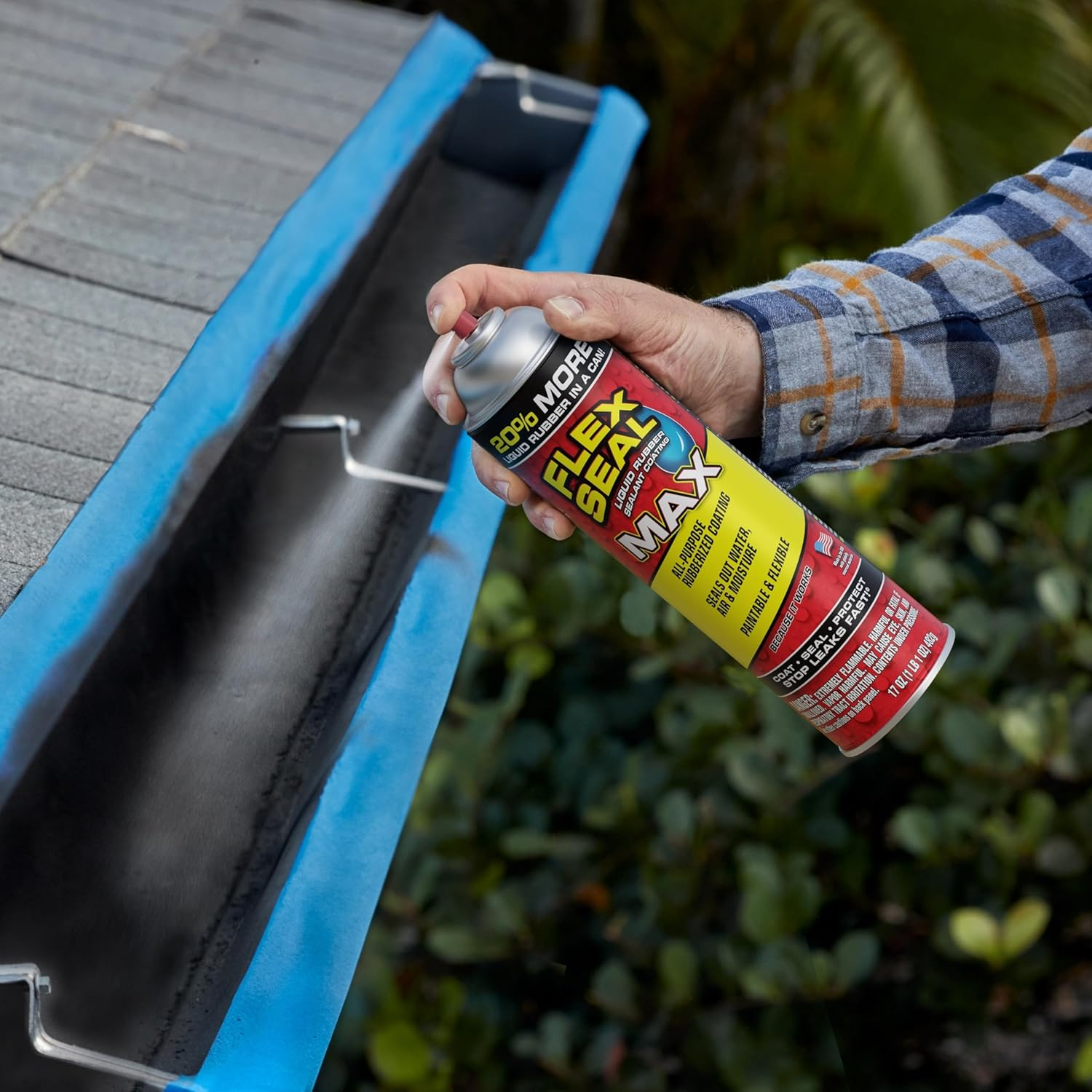 Flex Seal Max, 17 Oz, White, Stop Leaks Instantly, Waterproof Rubber Spray on Sealant Coating, Perfect for Gutters, Wood, RV, Campers, Roof Repair, Skylights, Windows, and More image number 5