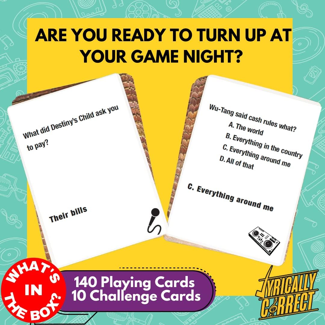 90'S and 2000'S Hip Hop and R & B Music Trivia Card Game |Multi-Generational Family Gatherings, Adult Game Night and Fun Trivia
