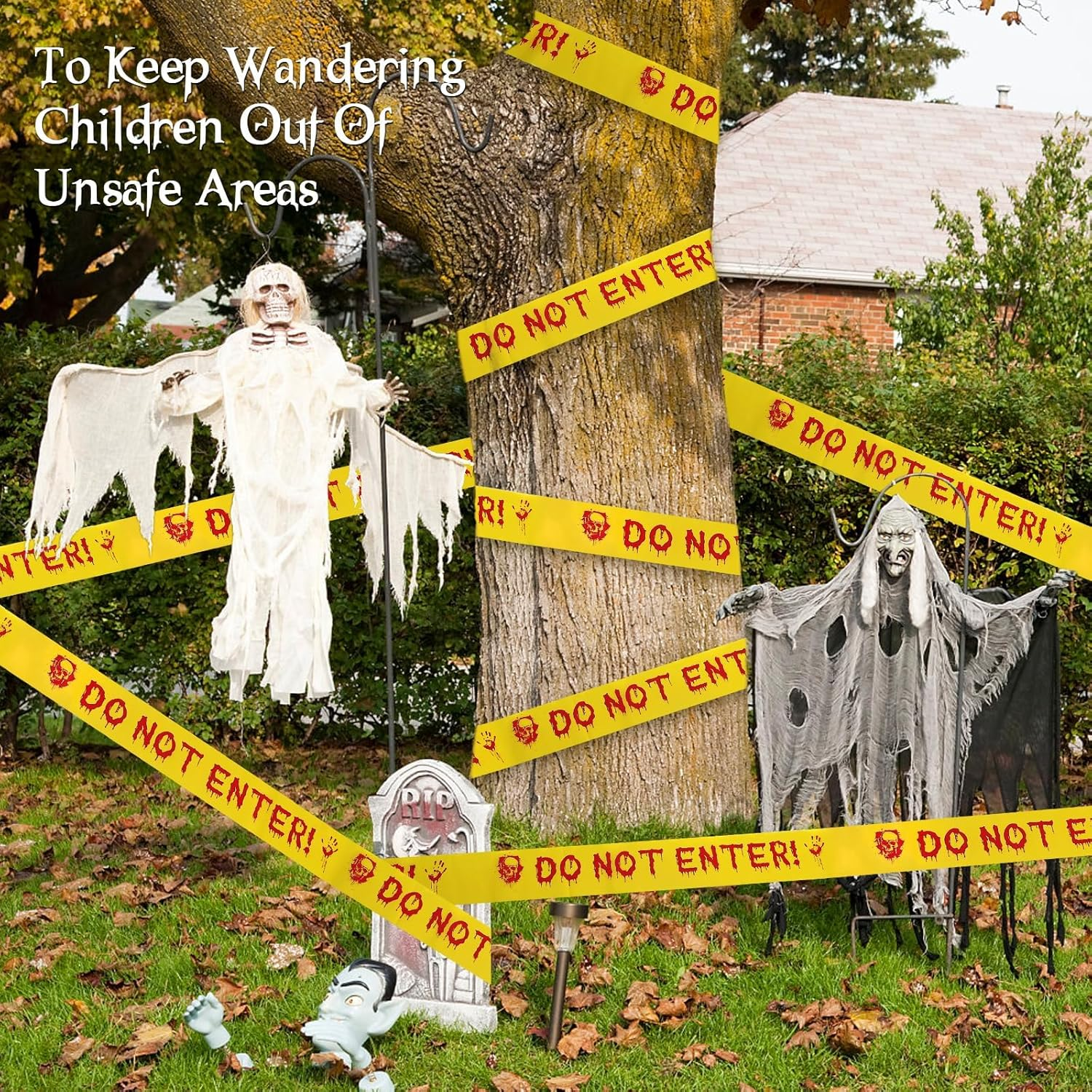 Halloween Decorations Caution Tape 3Inch X 82Feet Do Not Enter Scary Warning Tape for Crime Scene Indoor & Outdoor Decor Halloween Party Decorations Haunted House Danger Zones image number 5