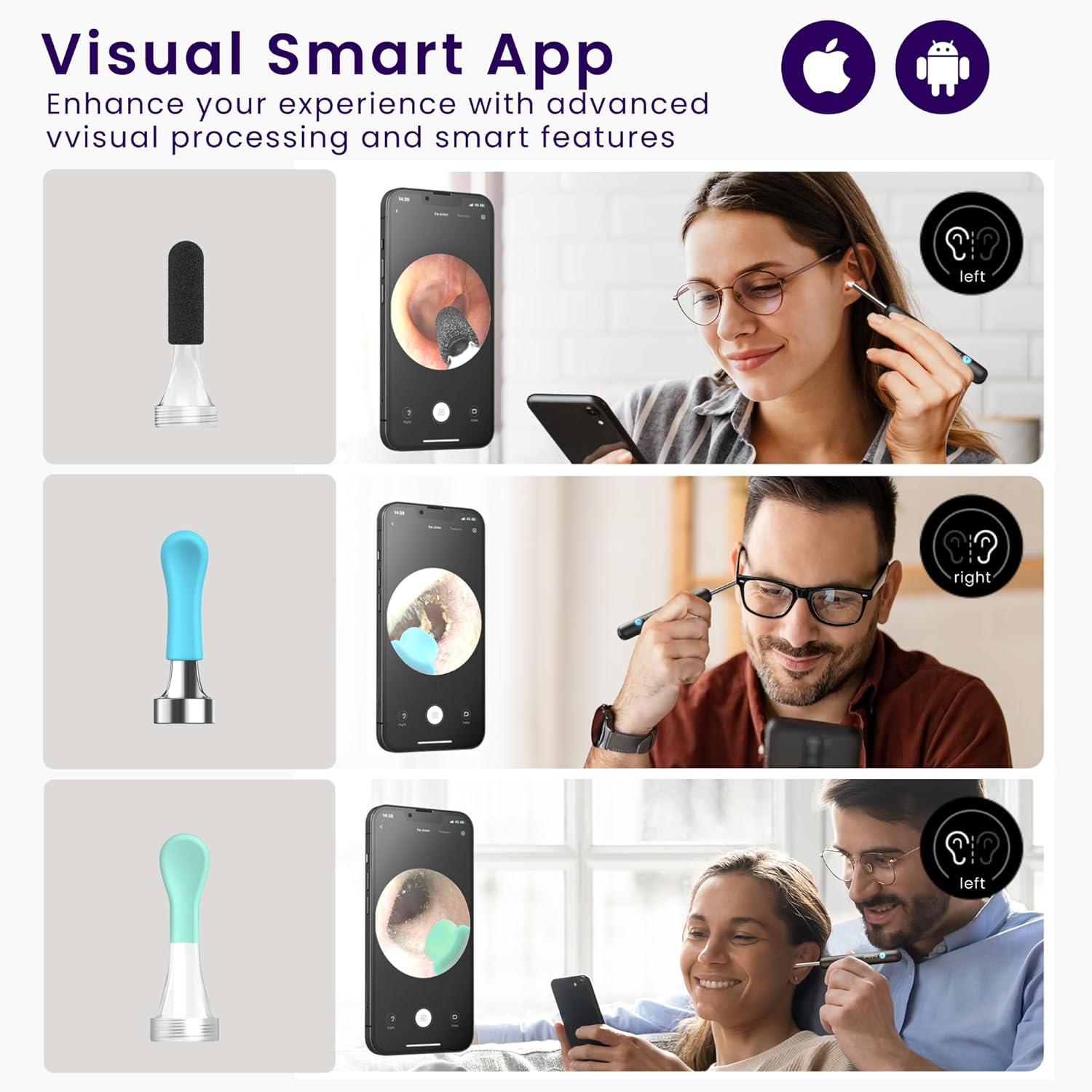 Bebird Earwax Remover,Otoscope R1+1080P HD Ear Cleaner with Camera, Wide-Angle Otoscope with Light, IP67 Waterproof for Adults, Kids, Ios, Android, Black image number 3