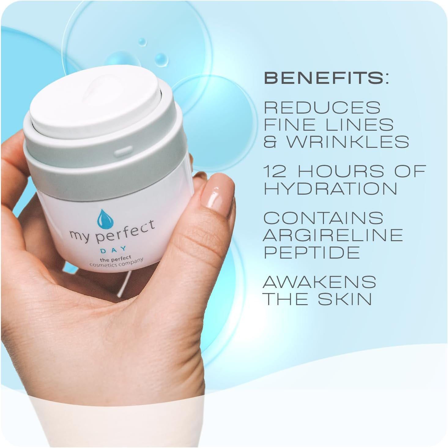 My Perfect Day Cream - the Perfect Cosmetics Company anti Ageing Cream Collagen Argireline Peptide Vitamin E 12 Hours Hydration 50Ml image number 5