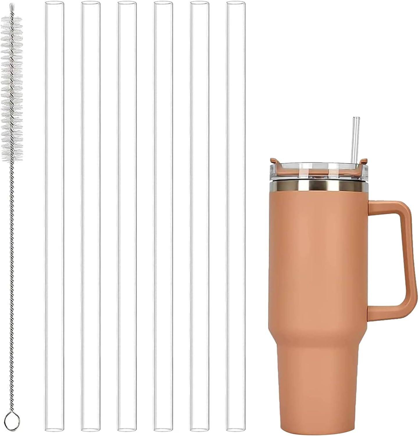 Stanley Replacement Straws, 6Pcs Stanley Cup Straws with 1Pcs Straw Cleaning Brush Compatible with Stanley 14/20/30/40 Oz Cup Reusable Plastic Straws Stanley Cup Accessories image number 6