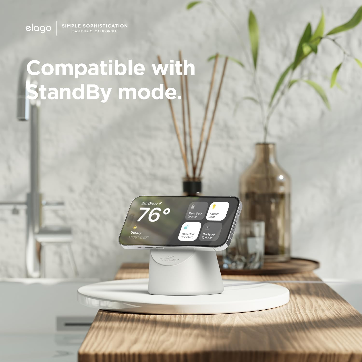 Elago MS1 Charging Stand Compatible with Magsafe Charger - Premium Silicone Stand Compatible with Iphone 17/16/15/14/13/12 Series [Charger Not Included] (Stone) - Stone image number 2