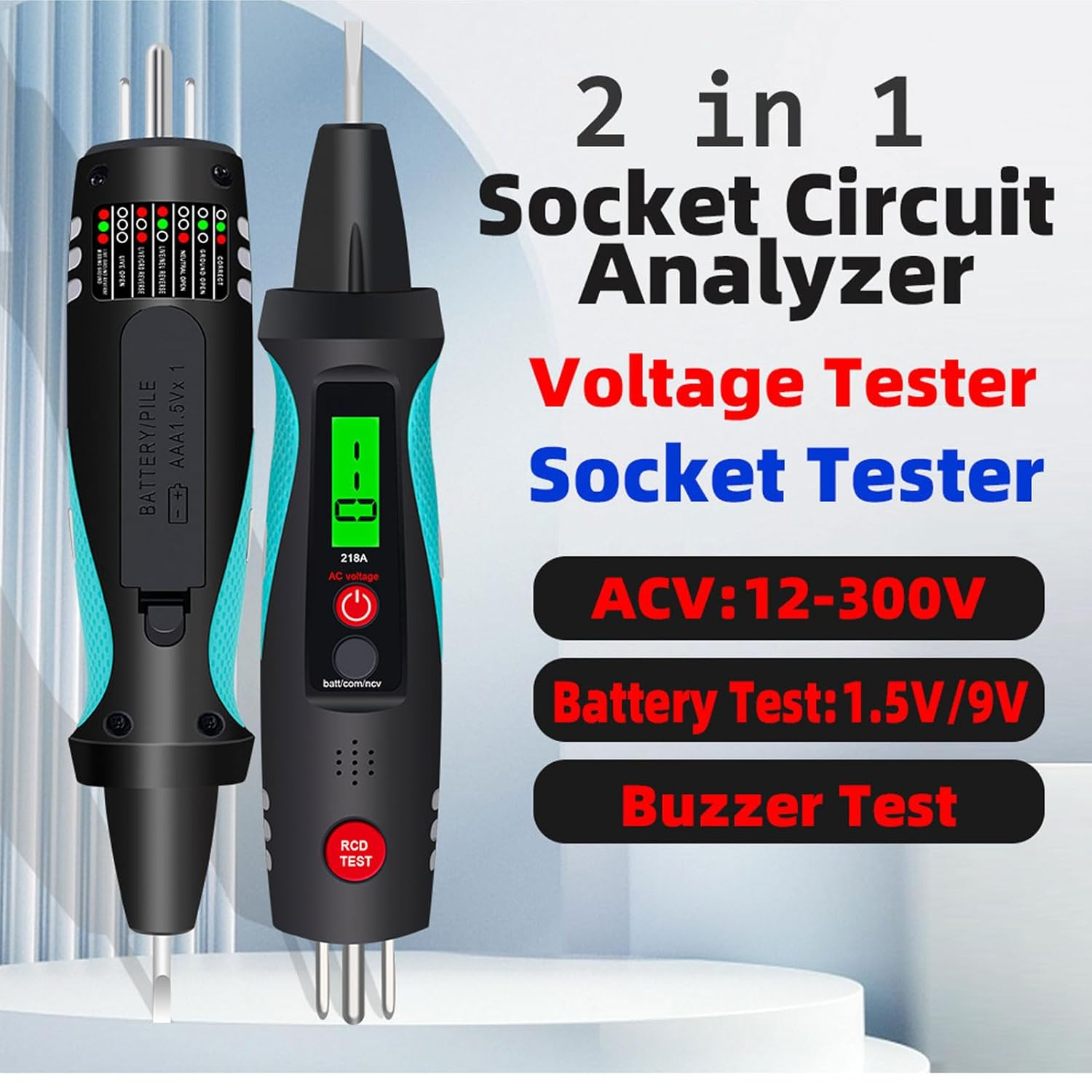 Socket Circuit Test Pen - NCV Intelligent Sensing Circuit Tester with Flashlight & LCD Display, Circuit Analyzer, Neutral Live Wire Power off Tester image number 1