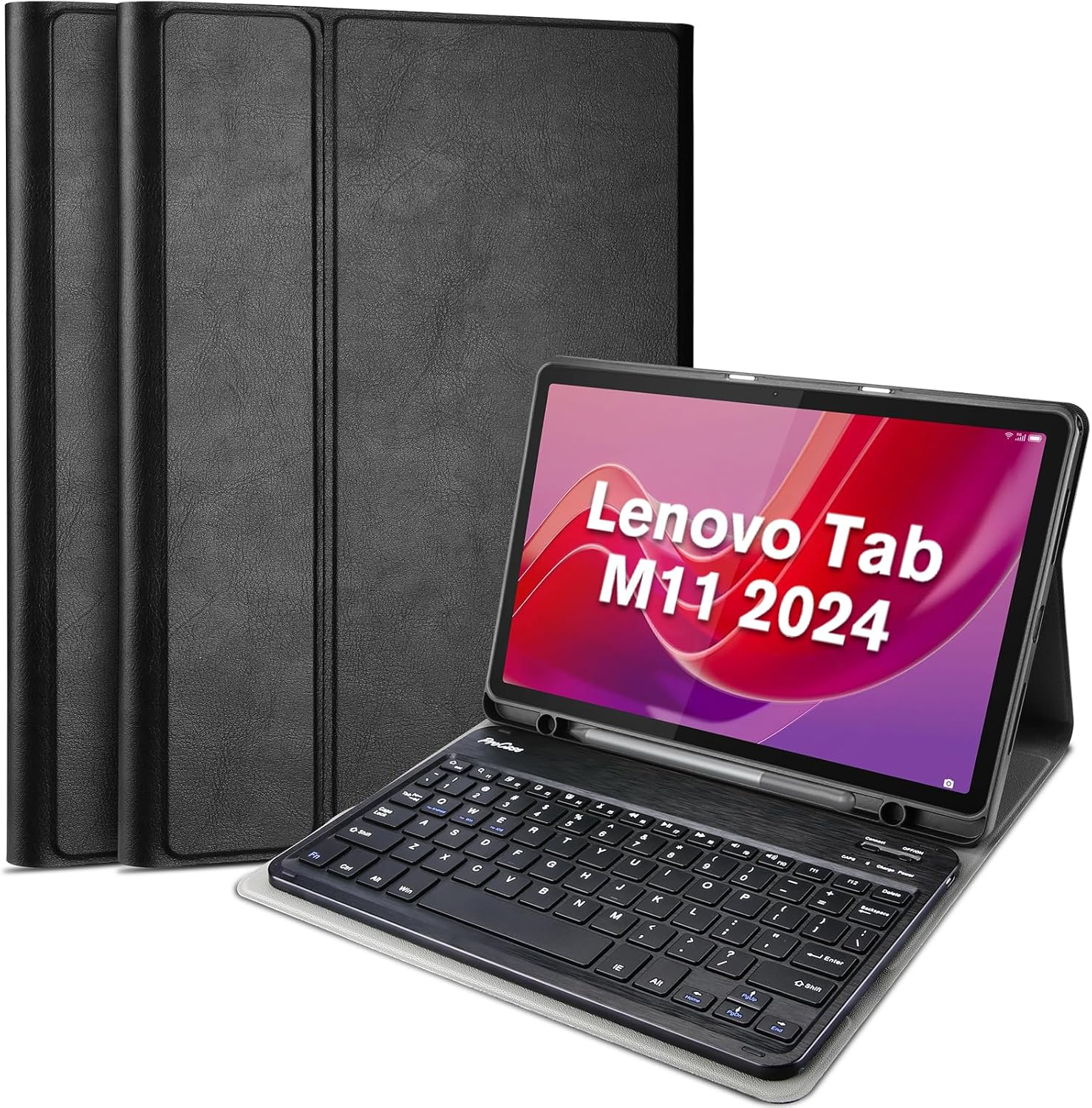 Procase Case with Keyboard for Lenovo Tab M11 / K11 LTE 11" 2024, PU Leather Case with Magnetically Detachable Wireless Keyboard for Lenovo M11 / Tab K11 LTE 11 Inch -Black image number 5