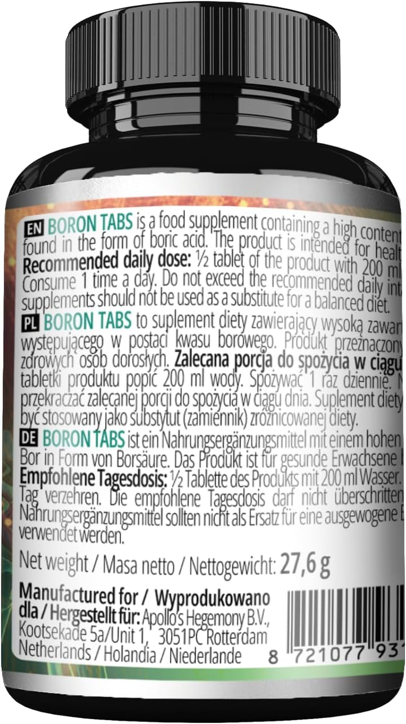 Boron 3 Mg per Serving - 120 Vegan Tablets - 240 Servings - Supports Overall Wellness -By Apollo'S Hegemony image number 1
