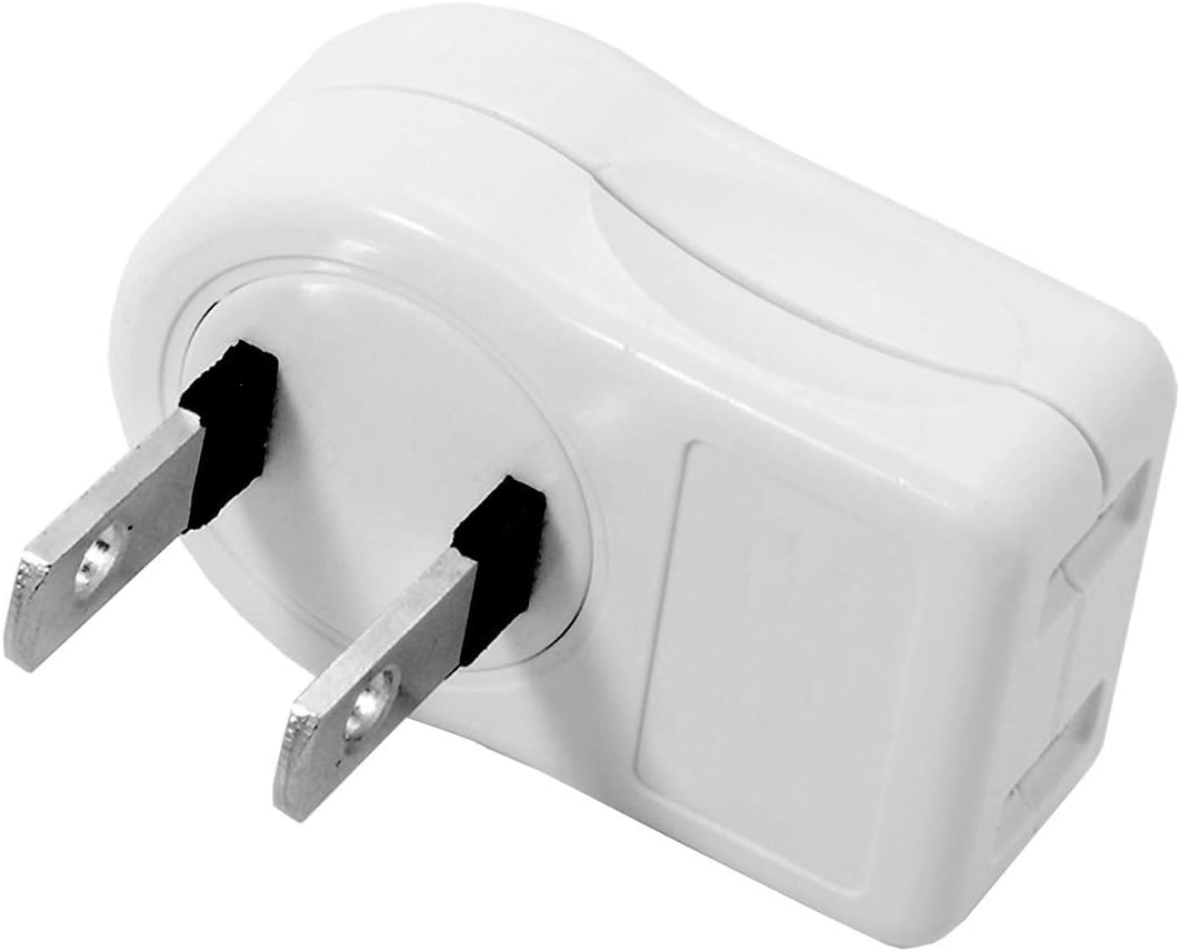 Cablecc NEMA 1-15P USA Outlet Saver Power Extension Adapter 2-Prong 2 Outlets 90 Degree Left Right Angled