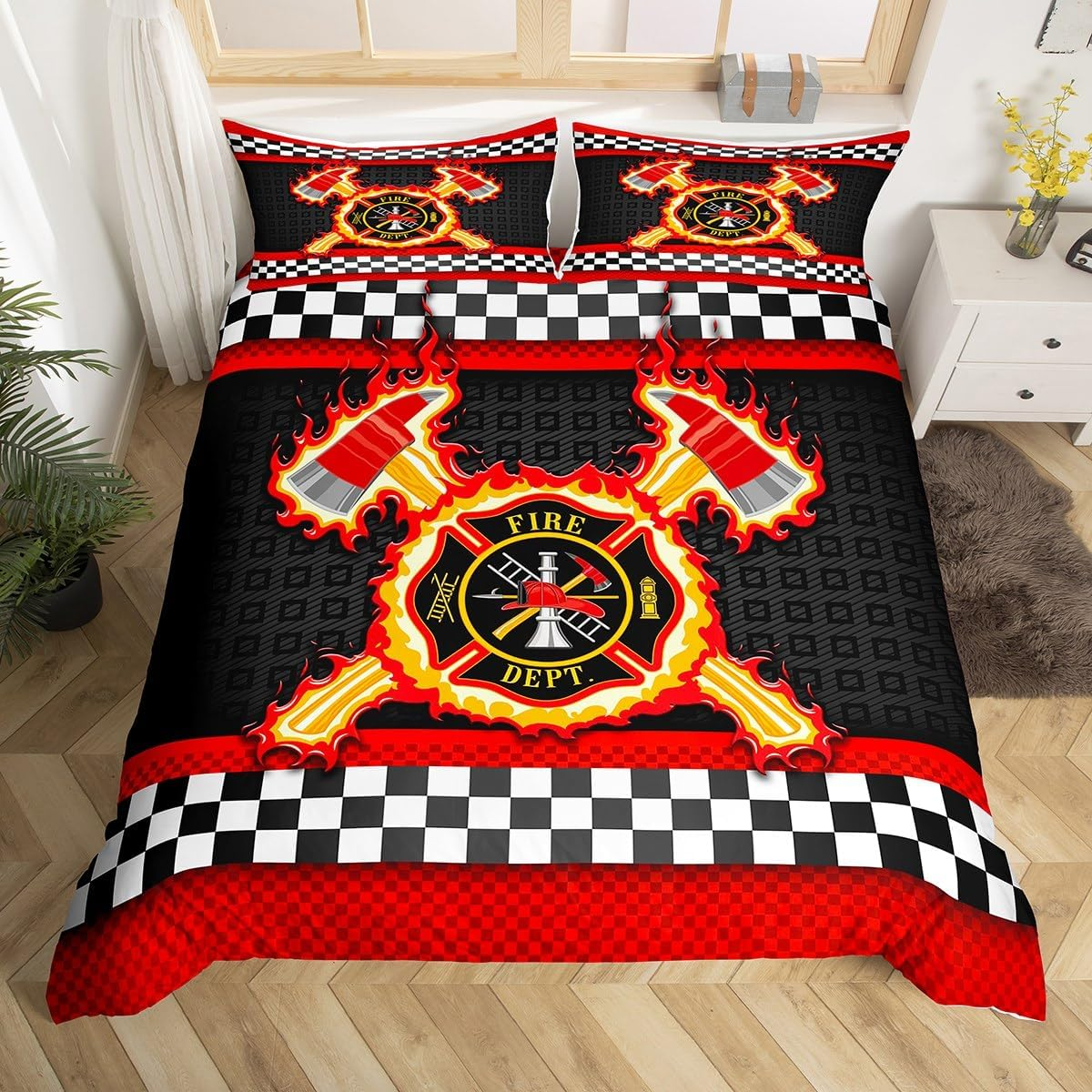 Police Car Children'S Duvet Cover Set, M Size, Stars Cartoon Cute Bedding Set, Boys Girls Women, Cartoon Police Vehicles Comforter Cover, Blue White Fashion Quilt Cover, 1 Pillowcase