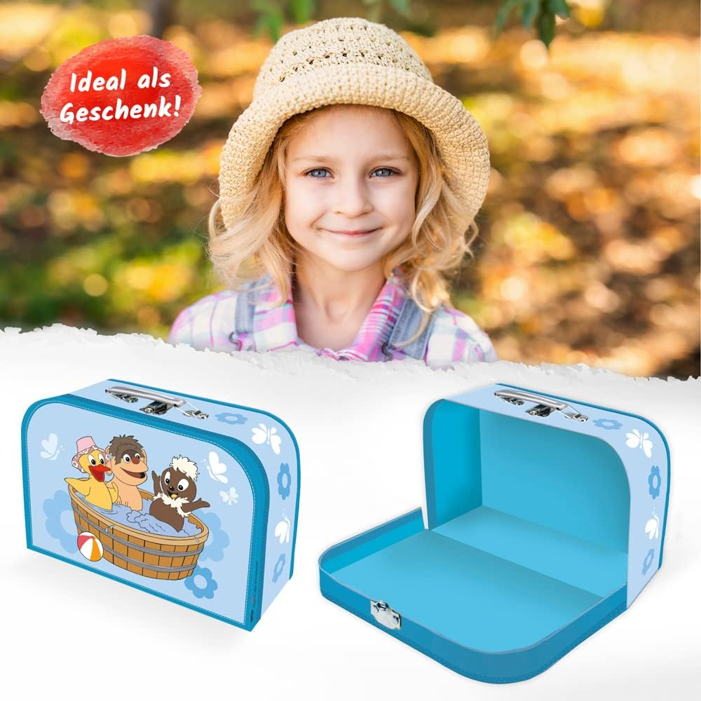 Tr&ouml;tsch Kinderkoffer Pittiplatsch Wanne Gro&szlig;,Pappkoffer, Koffer Aus Pappe, Geschenk Verpackung, Gutschein Verpackung,Spielkoffer, Metallgriff Und Metallhenkel, Reisekoffer Kinder: Spielzeugkoffer Mit Metallhenkel Und Metallverschluss image number 4
