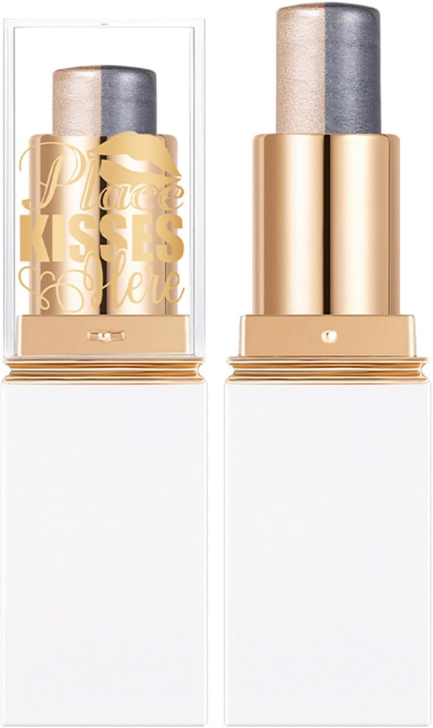 Yhong Long Lasting Dual Tone Eyeshadow Stick with Shimmer and Glitter High Impact Pigment Creamy Smooth Waterproof Formula Type F One Size