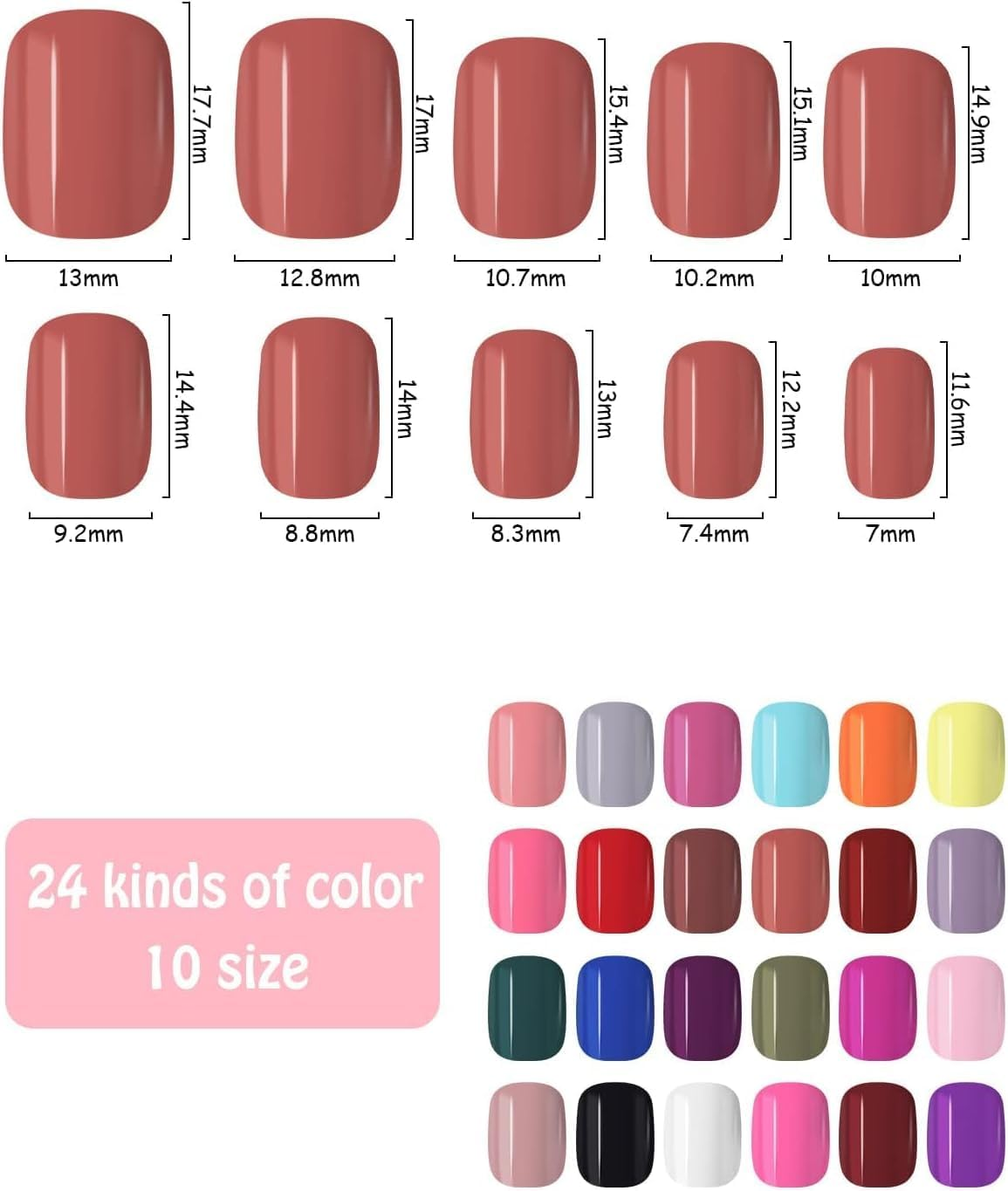 576 Pieces Colorful Short False Nails round Kalolary Fake Nail Full Cover Artificial Acrylic Tips Press on Nails for Women Girls DIY Nail Art Design (24 Colors) image number 5