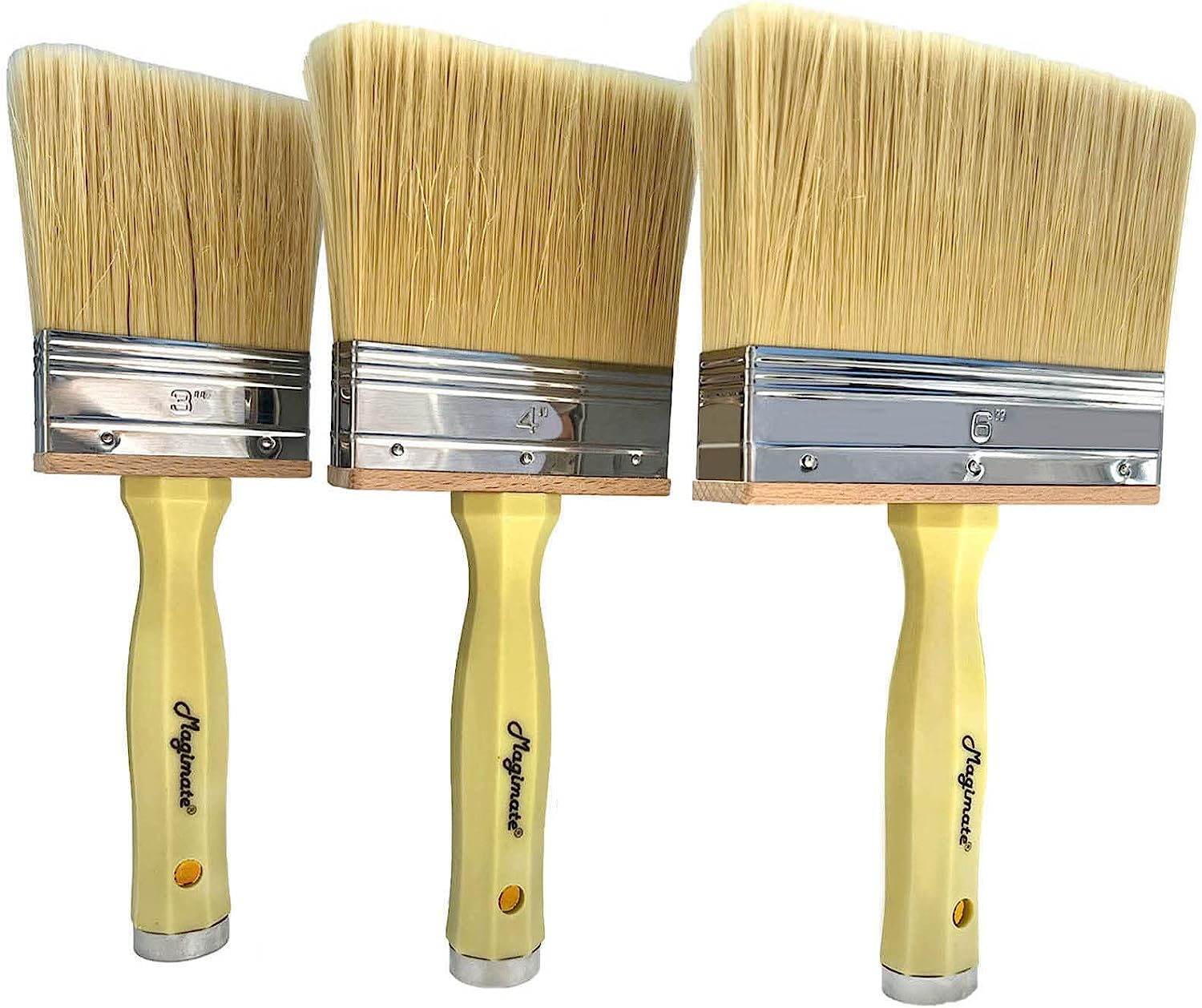 Deck Stain and Sealer Block Paint Brushes on Wood, Walls, Furniture, Shed and Fence, Large and Thick Bristle Paint Brushes, 3-Inch, 4-Inch and 6-Inch, Set of 3 image number 1