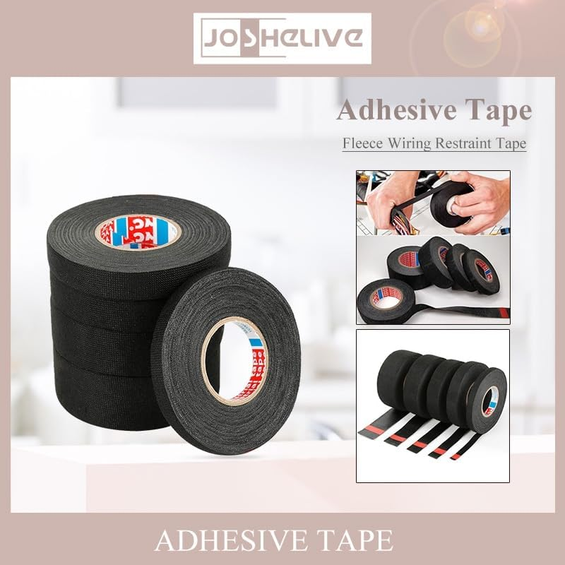 1Pcs Black Length15M Width 9/15/19/25/32MM New Tesa Type Coroplast Adhesive Cloth Tape for Cable Harness Wiring Loom Dropship (Color : 15M, Size : 25Mm) image number 3
