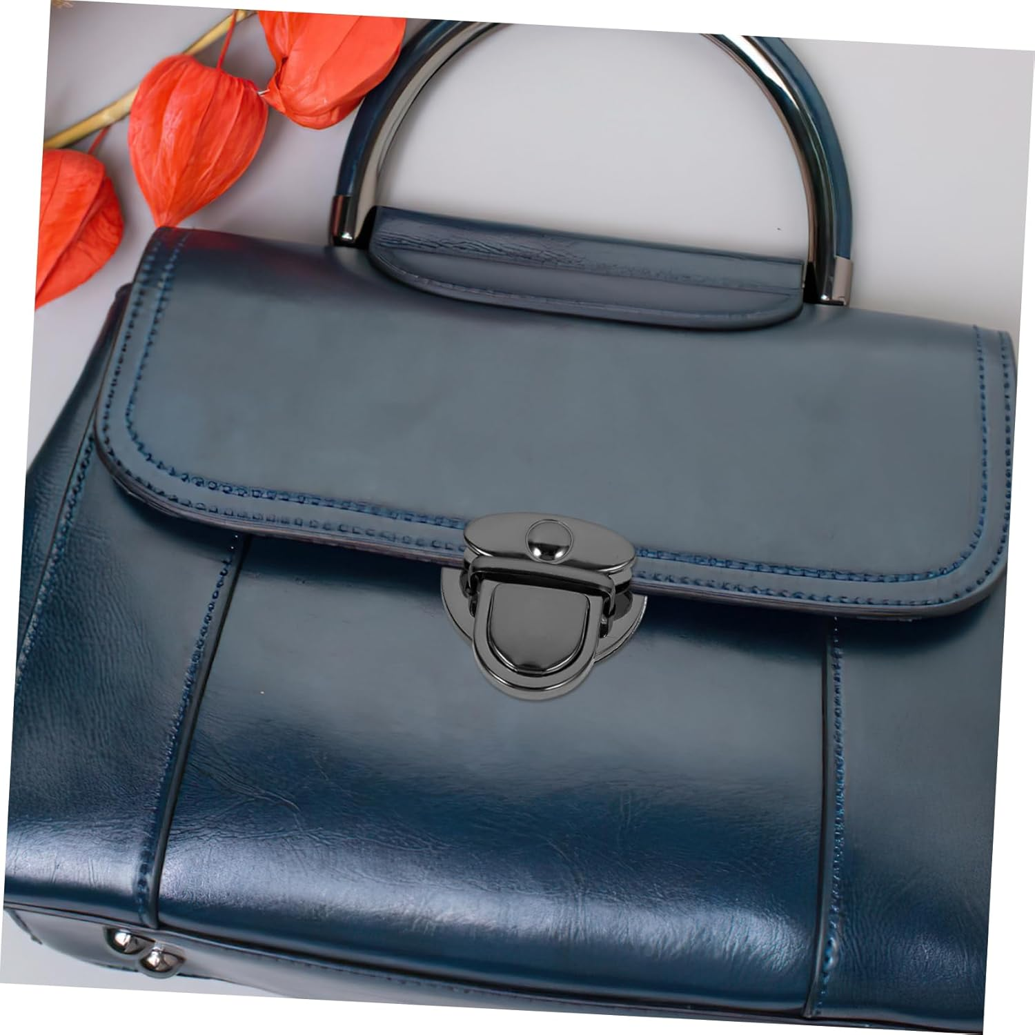 BEBEMOKO 10Pcs DIY Bag Buckle Press Locks Iron round Handbag Accessories for Purse Making Crafting Supplies in Gun Black image number 3