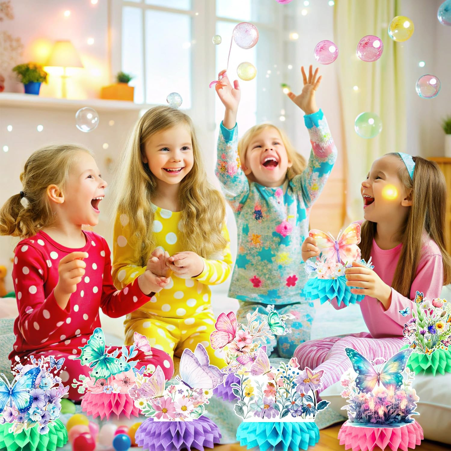 Butterfly Honeycomb Centerpieces, 9 Pcs Butterfly Honeycomb Table Centerpiece, Butterfly Baby Shower Party Honeycomb & Butterfly Themed Honeycomb Centerpiece, for Floral Butterfly Birthday Decorations image number 2