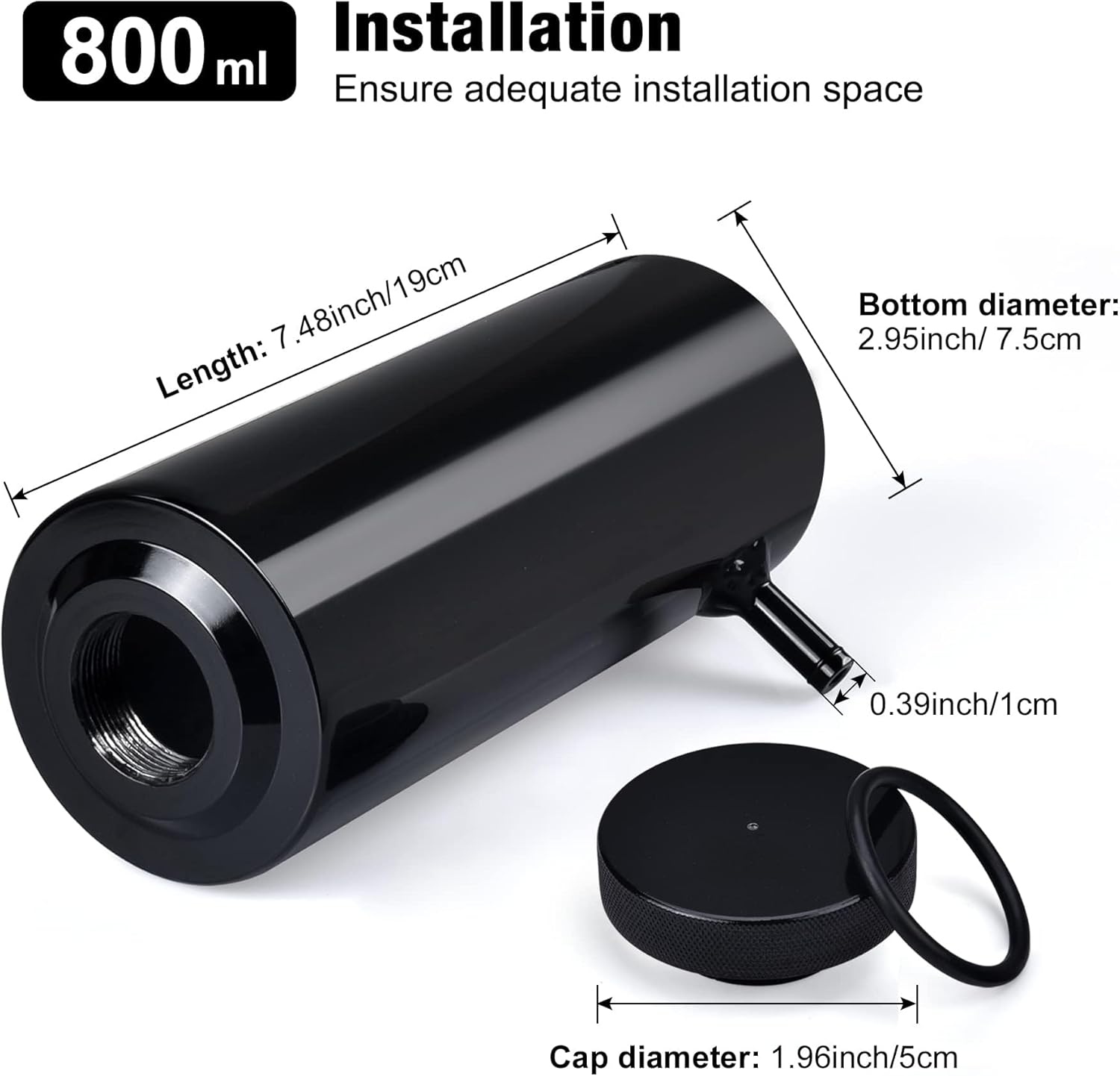 EVIL ENERGY Coolant Overflow Tank, Radiator Overflow Bottle 800Ml Aluminum Universal Black