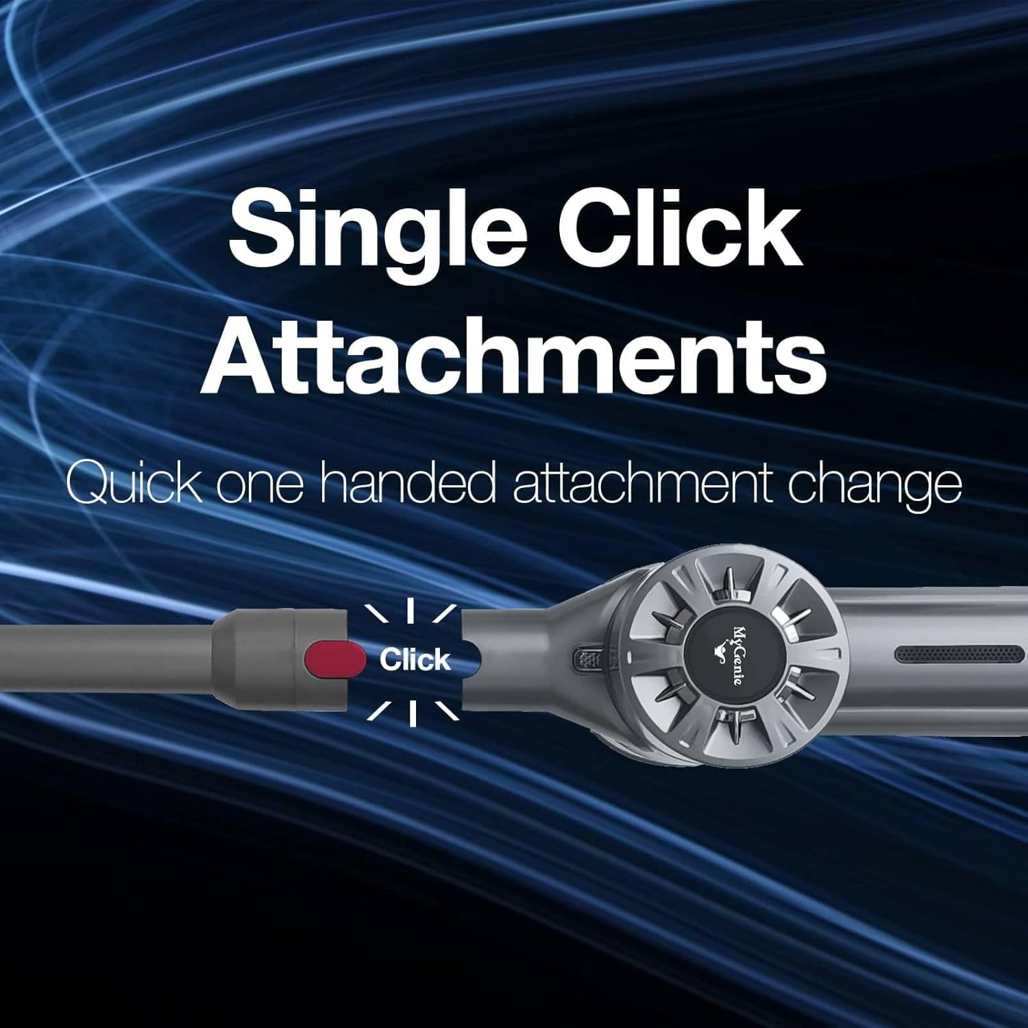 Mygenie X5 Stick Vacuum Cordless Lightweight Convenient Rechargeable Versatile Attachments: 1 X Standard Brush Head, 1 X 2-In-1 Flat Brush, 1 X Long Flat Crevice Nozzle Accessory, Silver