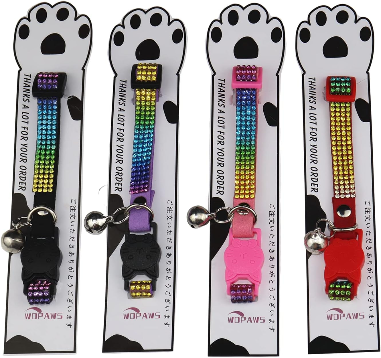 Cat Collar Breakaway Bling Diamond Rhinestone with Bell Adjustable for Cats and Kitten Girl Boy (Purple) image number 4