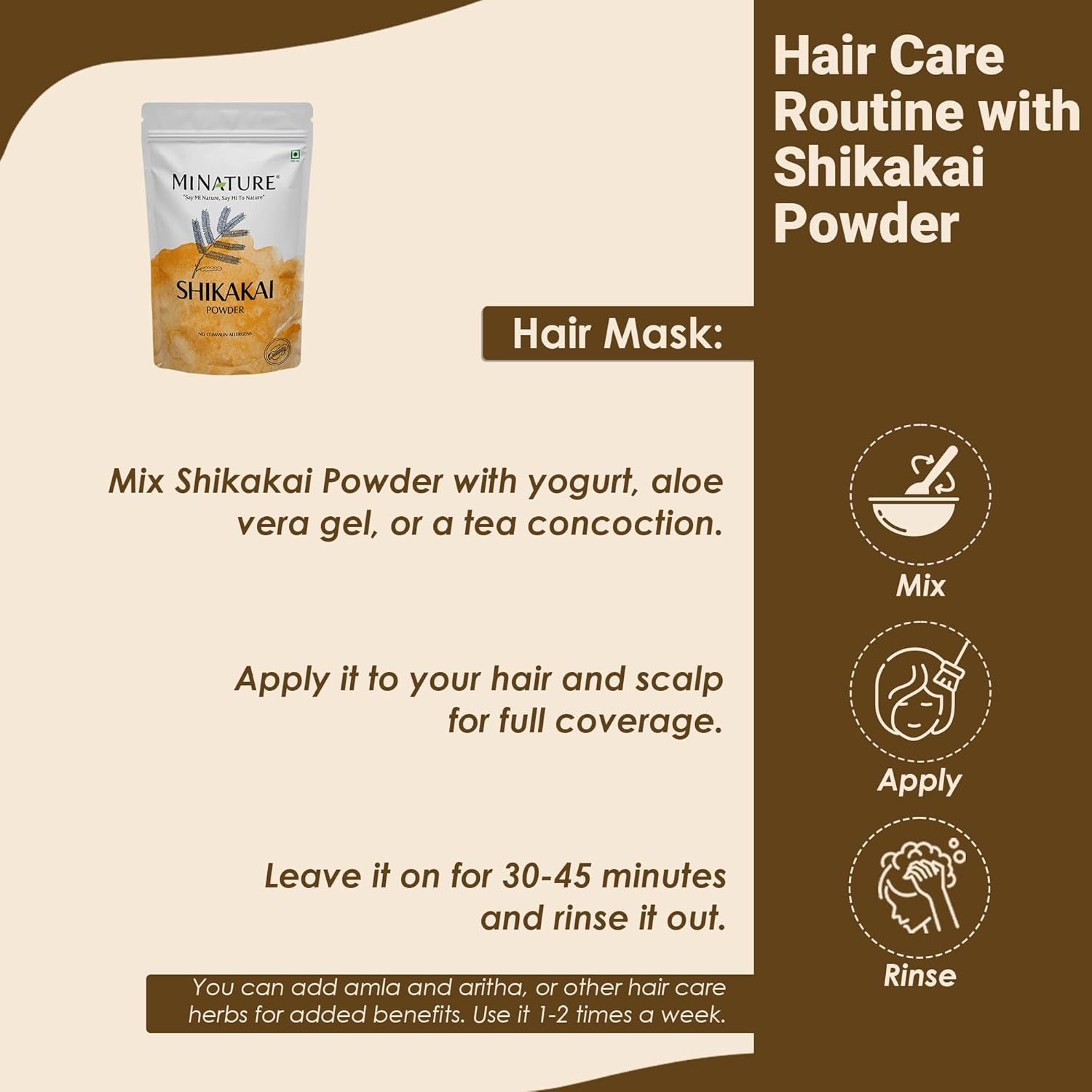 Mi Nature Organic Shikakai Powder 227G/0.5 LB - Acacia Concinna - Natural Hair Cleanser & Conditioner image number 5