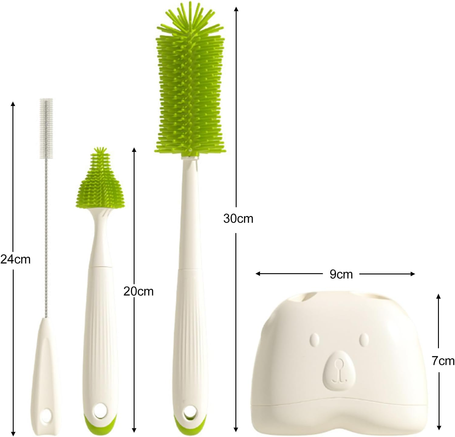 Silicone Baby Bottle Brush with Stand, Baby Bottle Brush Cleaner for Cleaning Water Bottle Cleaner Brush with Nipple & Straw Cleaner (White) image number 5